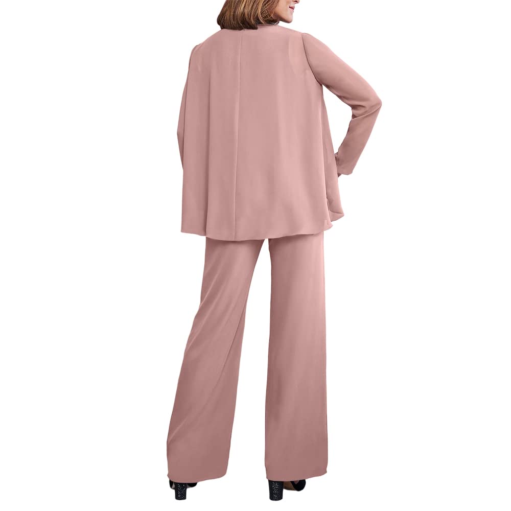 Zongqiven Women's 3-Piece Chiffon Mother of the Bride Pant Suit Set - Elegant Wedding Guest Outfit for Evening Party, Prom & Special Occasions | Perfect for Formal Events, Mother's Day & Holiday Gatherings