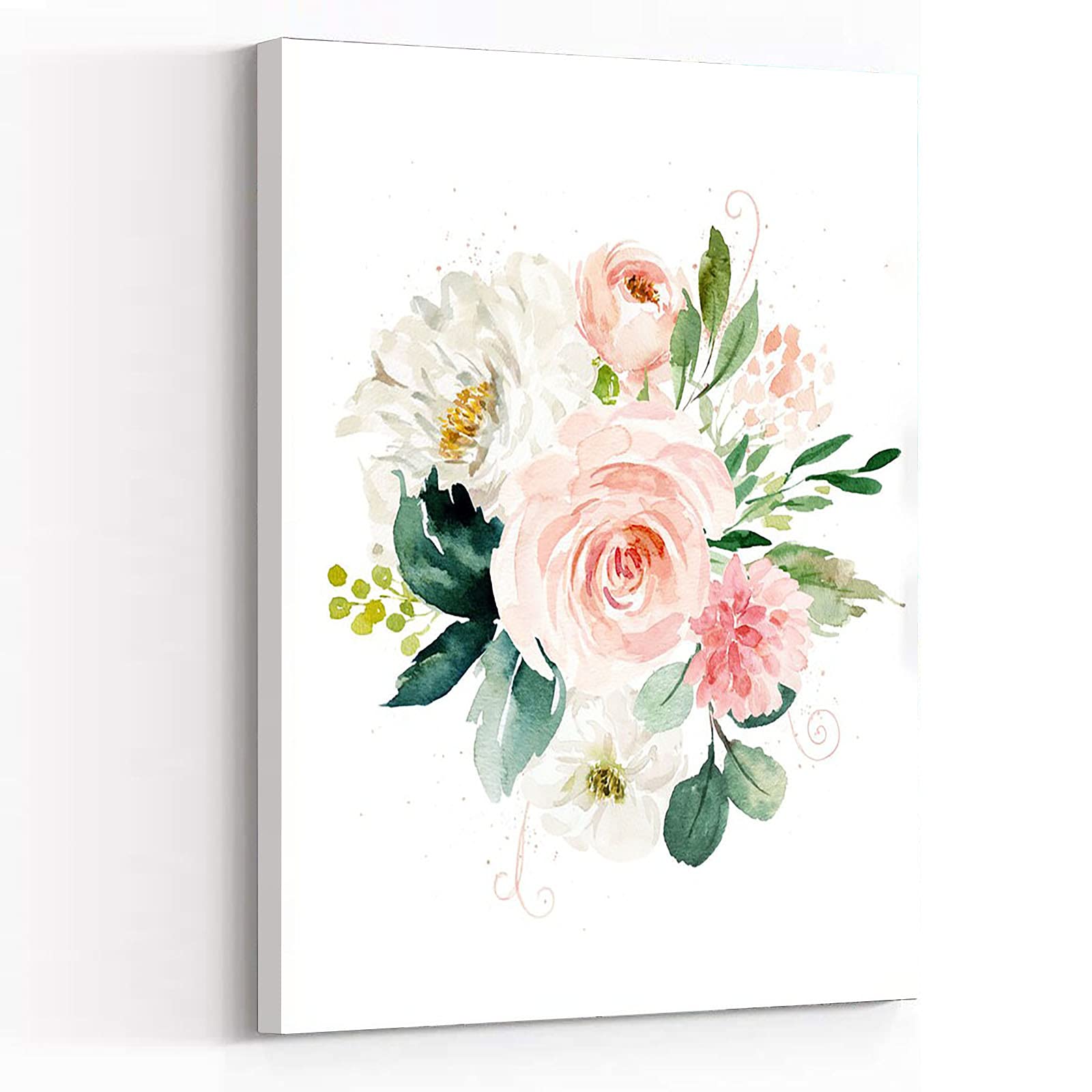 Framed Floral Wall Art - Abstract Canvas Painting for Nursery, Blush Watercolor Flower Print, 16x24 Inch Modern Home Decor - Perfect for Baby Girl Room, Living Room & Bedroom Wall Decor