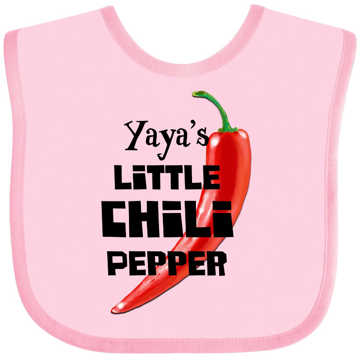 Inktastic Yaya's Little Chili Pepper Baby Bib - Soft & Absorbent Drool Bib for Infants & Toddlers - Perfect for Feeding, Teething & Messy Playtime