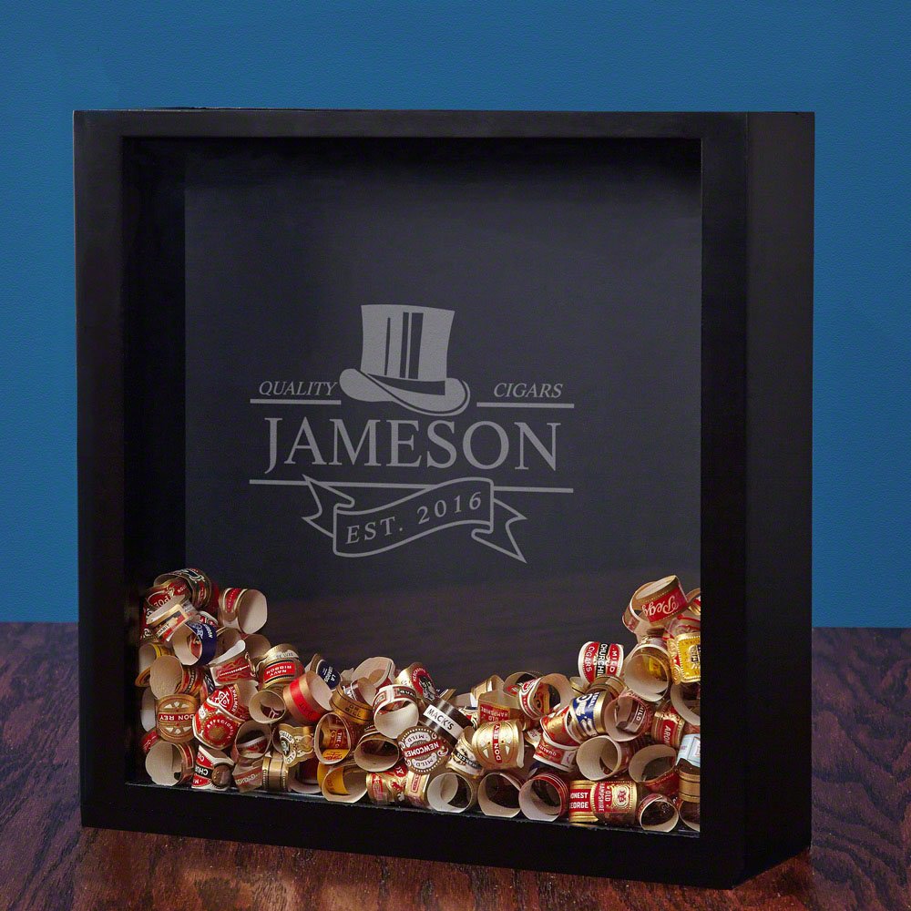 Personalized Cigar Band Shadow Box Display Case - Custom Engraved Cigar Collection Box for Premium Cigars | Perfect for Home Bar Decor, Man Cave Display & Cigar Enthusiast Gifts