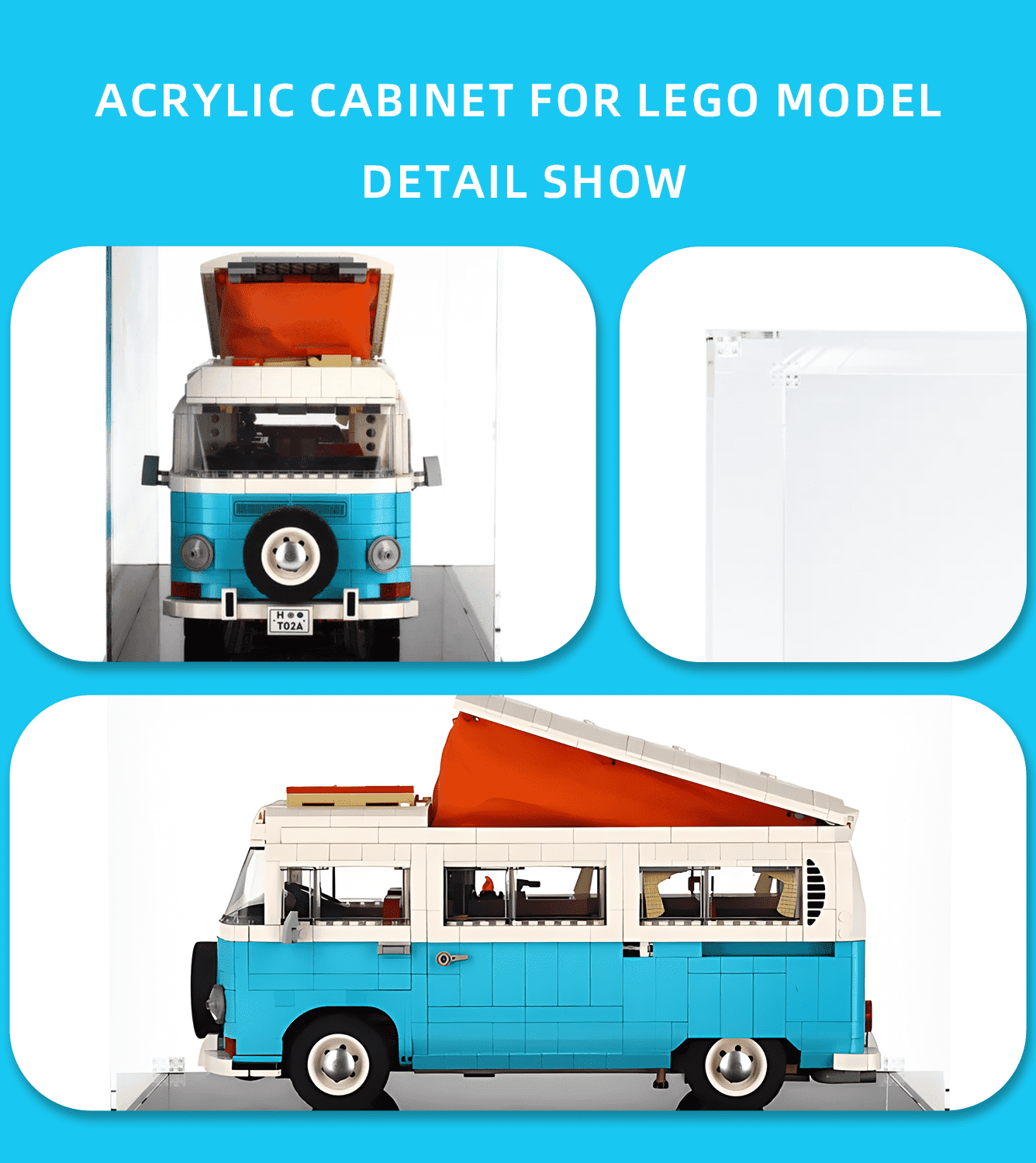 Lego Volkswagen T2 Camper Van 10279 Display Case - Premium Acrylic Showcase for Collectible LEGO Sets - Perfect for Home Decor, Office Display & Gift Giving