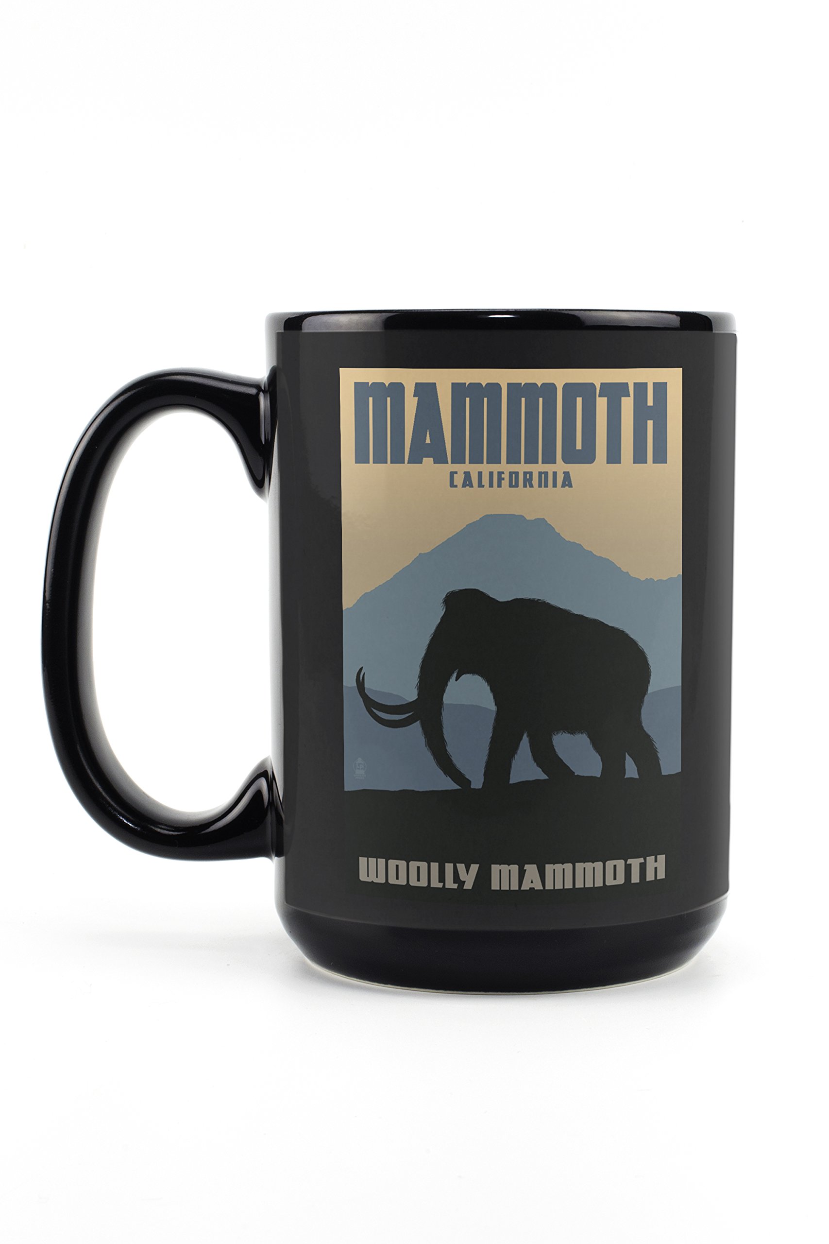 Lantern Press Mammoth California Woolly Mammoth 15oz Black Ceramic Coffee Mug - Dishwasher & Microwave Safe - Perfect for Home, Office & Camping Use
