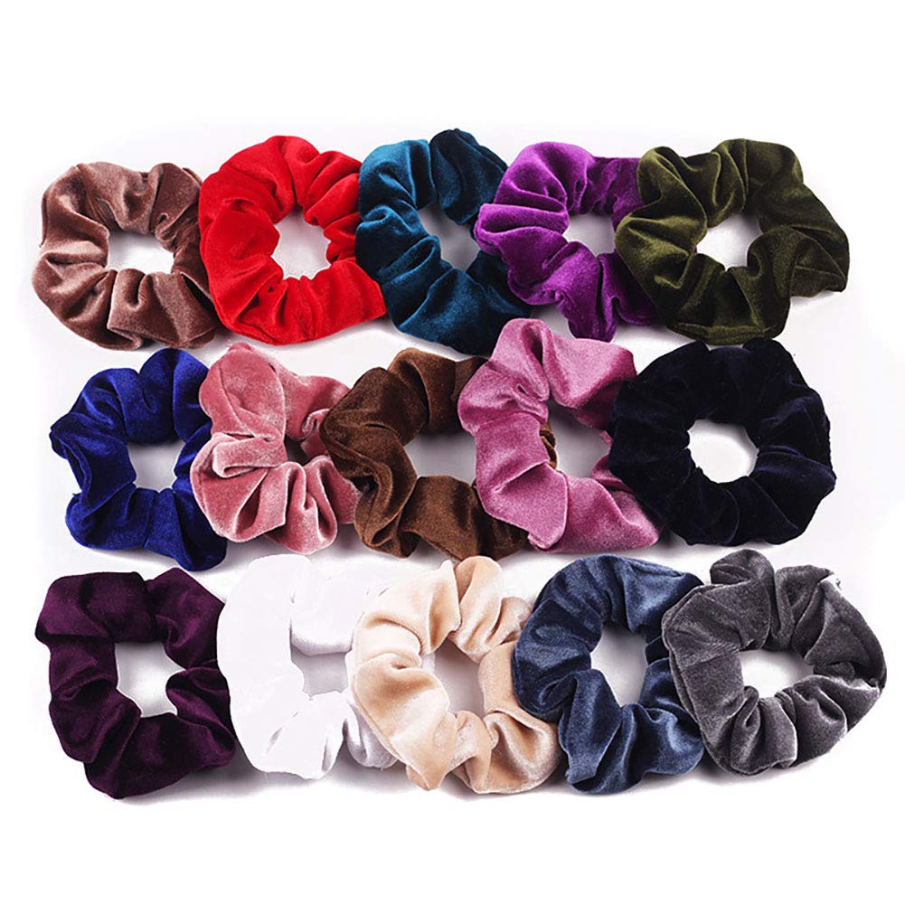 15PCS Velvet Hair Scrunchies - Soft Elastic Hair Ties & Ponytail Holders for Women & Girls (Colorful Assorted) | Perfect for Work, Gym, School & Everyday Use