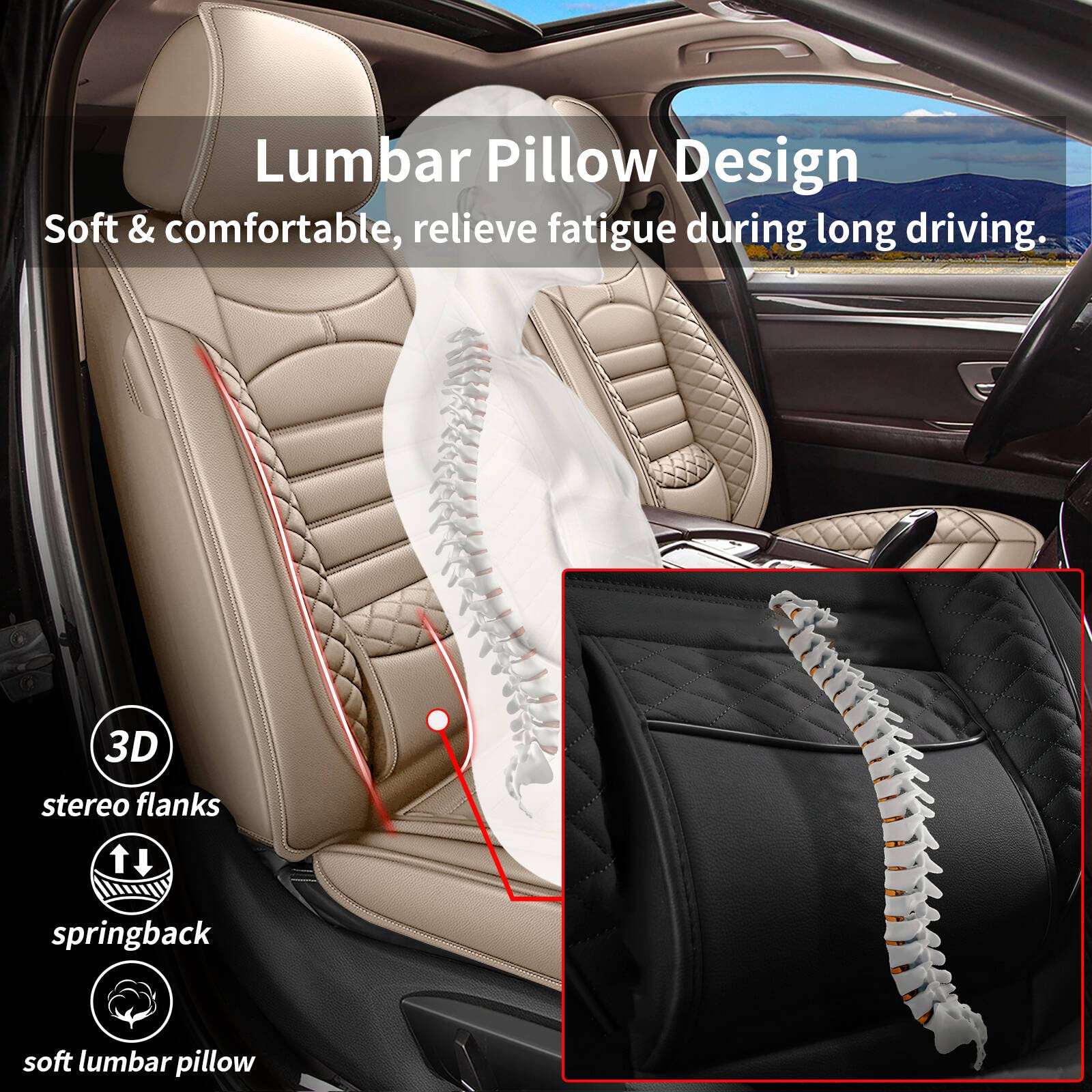 Waterproof Faux Leather Car Seat Covers for Jeep Gladiator 2020-2025 - Front Seat Protectors with Airbag Compatibility (Beige) | Durable & Comfortable for Daily Commute, Road Trips & Off-Road Adventures