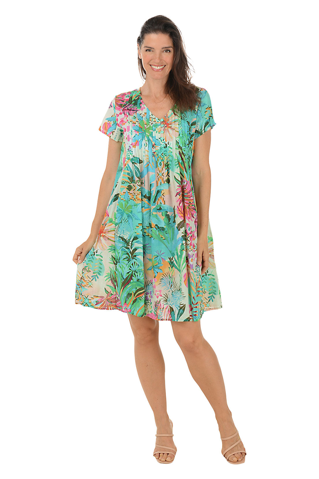 Hanalei Women's Organic Cotton Short Sleeve Summer Dress - Casual Boho Beach Dress for Vacation, Travel & Everyday Wear
