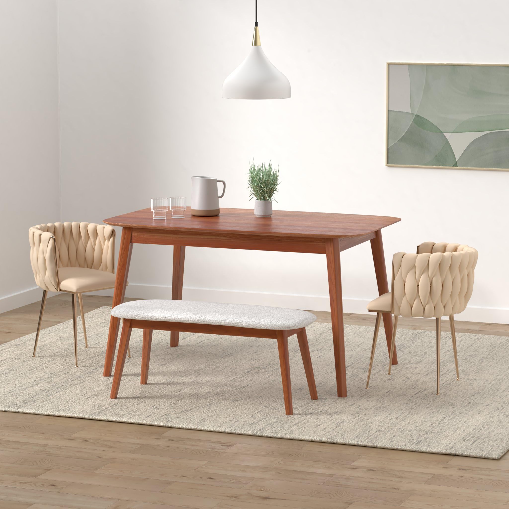Luxury Velvet Dining Chairs Set of 2 - Modern Woven Upholstered Accent Chairs with Gold Metal Legs for Living Room, Dining Room & Kitchen - Perfect for Home Decor, Dinner Parties & Cozy Gatherings