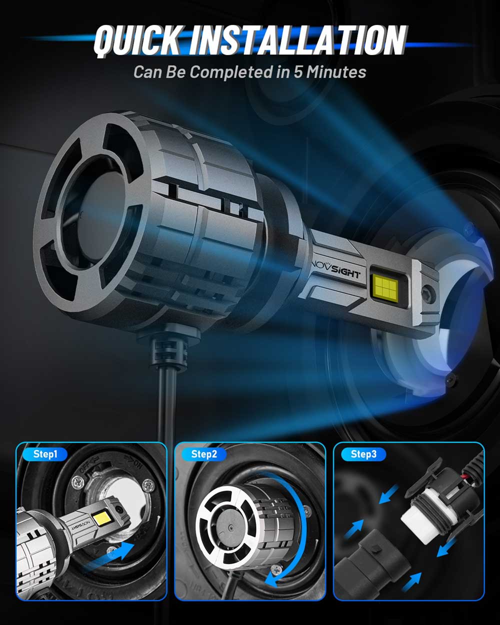 2014-2018 Hyundai Elantra GT LED Headlight Bulbs - H11 H7 Halogen Replacement Kit (4 Bulbs) - Super Bright White Light for Night Driving & Enhanced Visibility