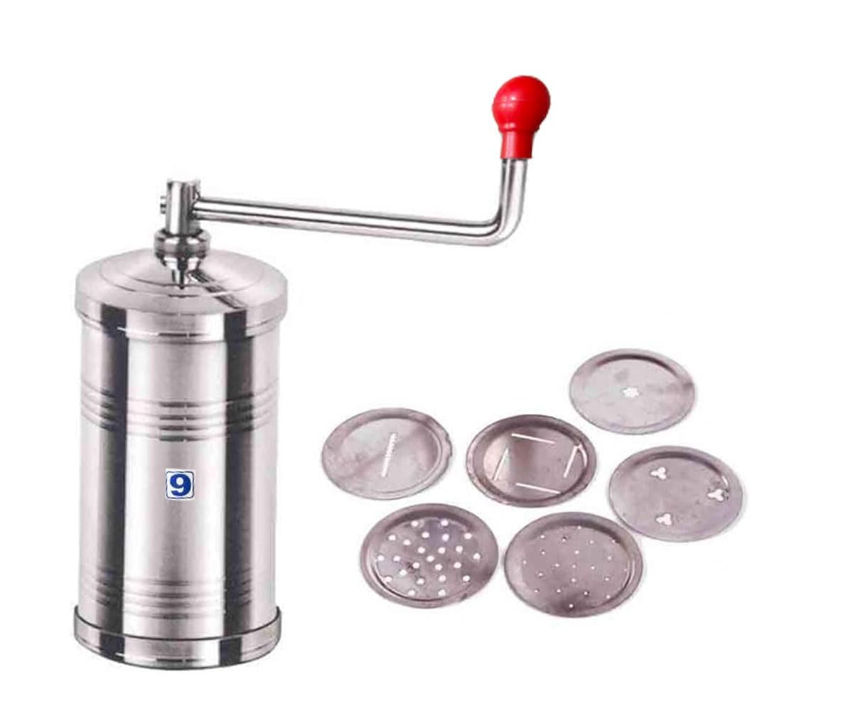 Premium Stainless Steel Sev Maker & Sancha - Manual Pasta Press Machine for Indian Snacks, Silver Color | Perfect for Homemade Sev, Noodles & Pasta | Ideal for Indian Cuisine, Cooking Enthusiasts & Restaurants