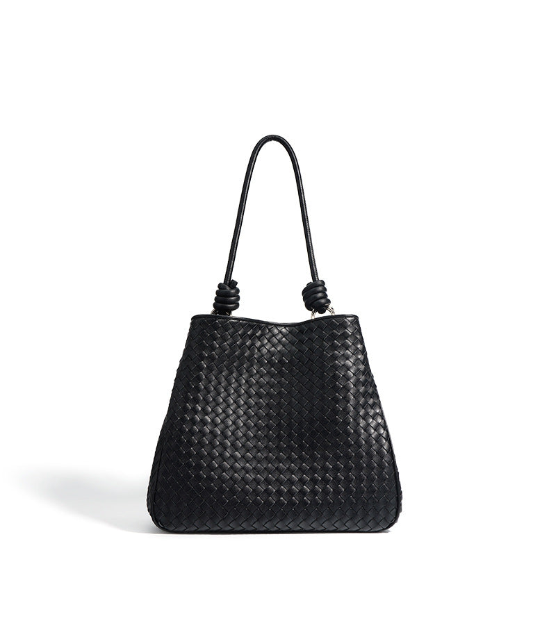 Knotted Strap Woven Tote Bag - Stylish Handmade Beach Bag for Women, Perfect for Shopping, Travel & Summer Outings