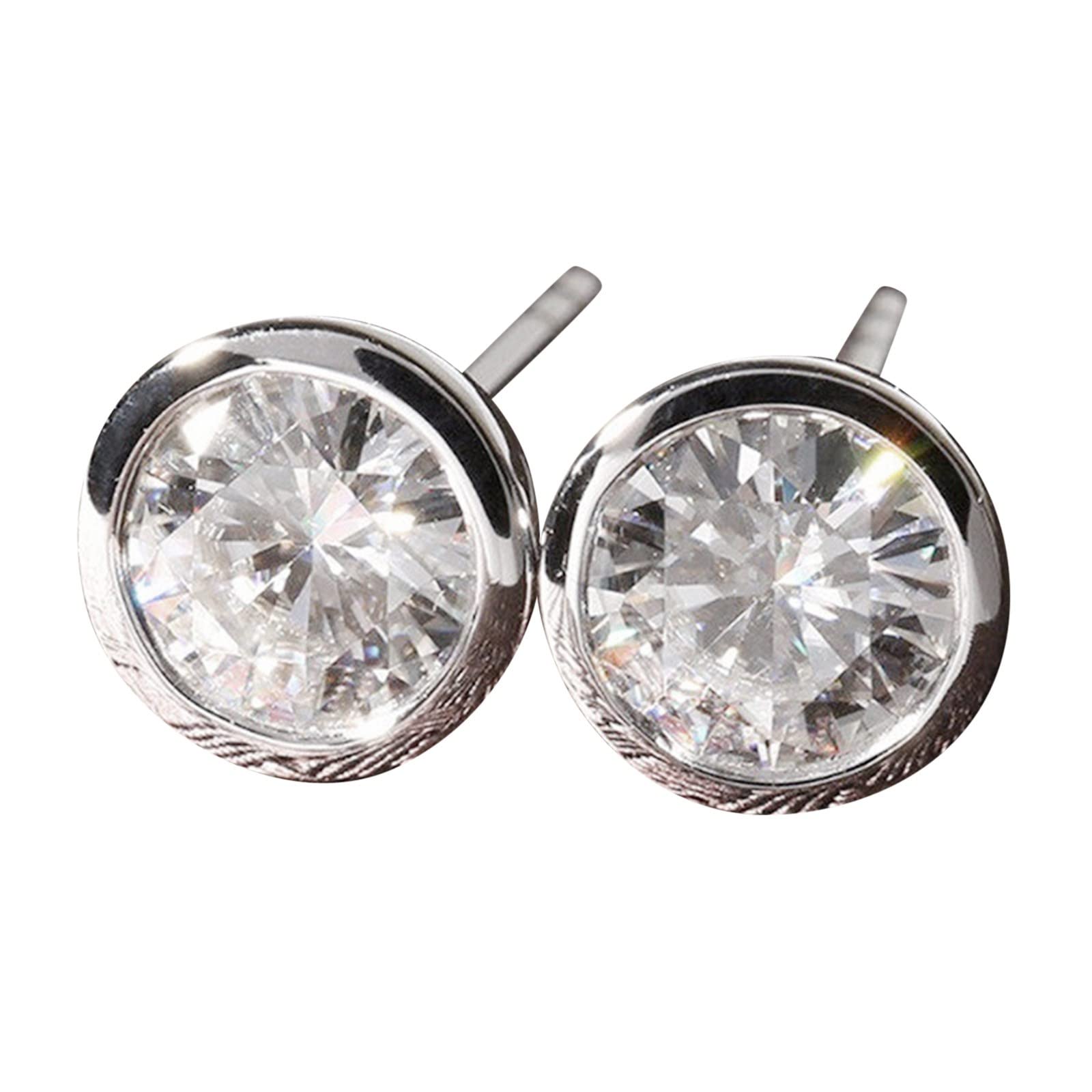 Simple New Diamond Stud Earrings for Women - 14K Gold Plated Zircon Earrings Set, Hypoallergenic Copper Jewelry for Girls & Women | Perfect for Everyday Wear, Parties & Gifts