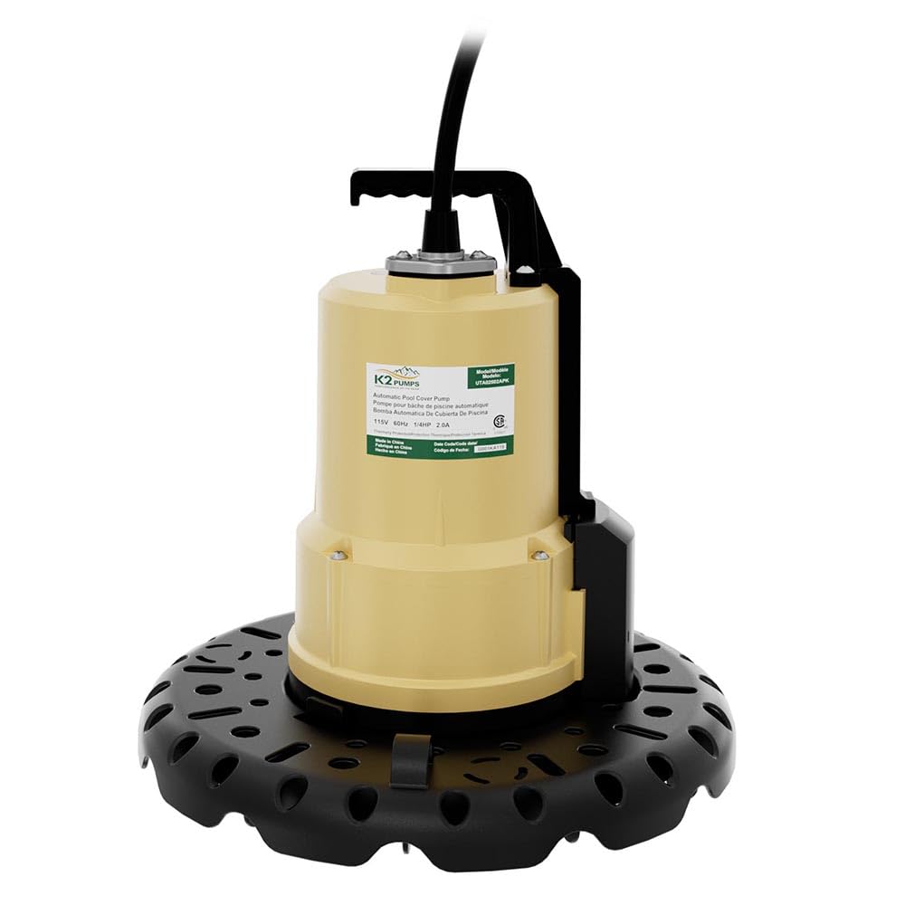 K2 Pumps UTA02502APK 1/4 HP Automatic Pool Cover Pump - Heavy Duty Water Removal for Inground & Above Ground Pools, Spas, and Covers - Prevents Water Accumulation and Damage