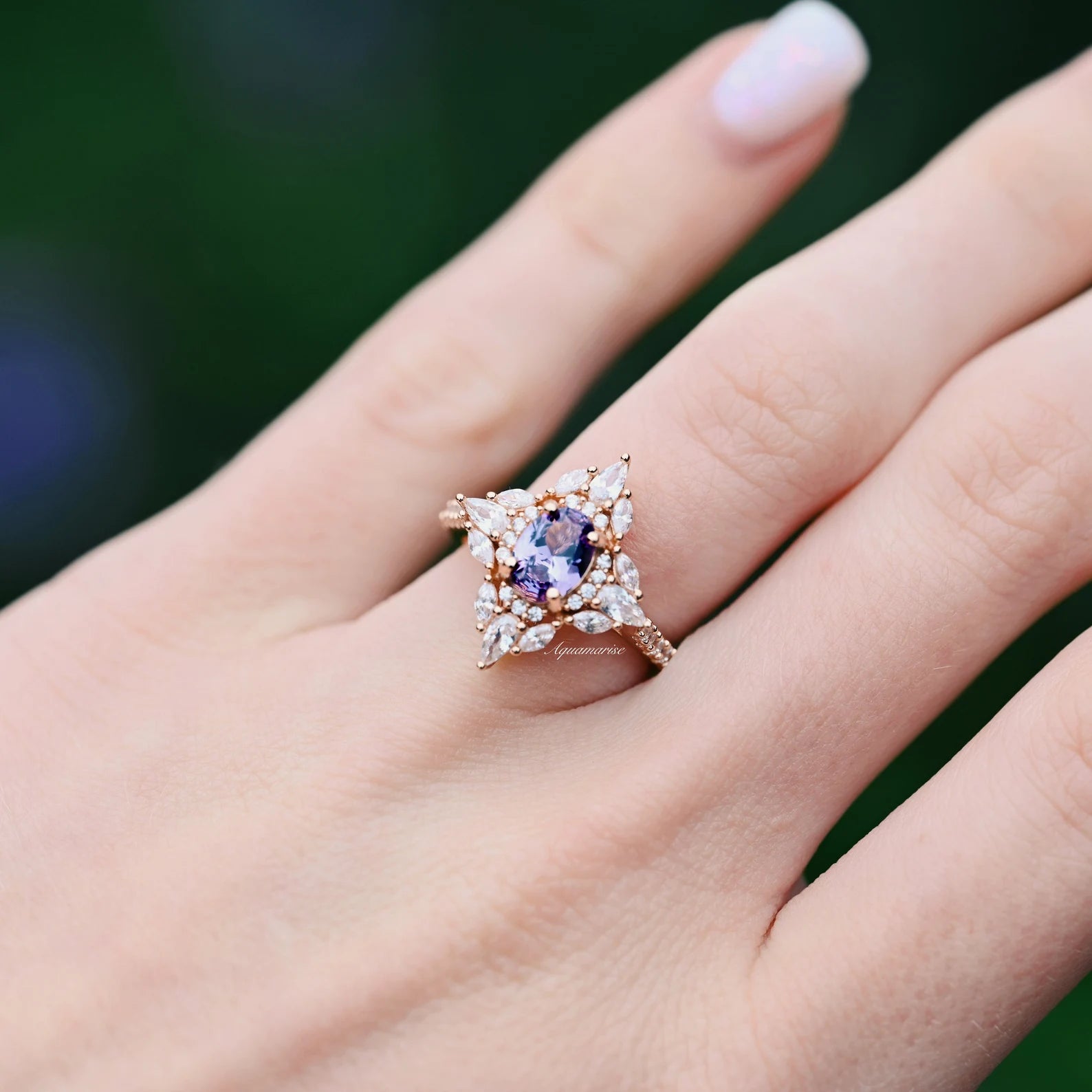 Stella Alexandrite Ring 14K Rose Gold Vermeil - Elegant Birthstone Jewelry for Women, Perfect Gift for Anniversary, Birthday & Special Occasions