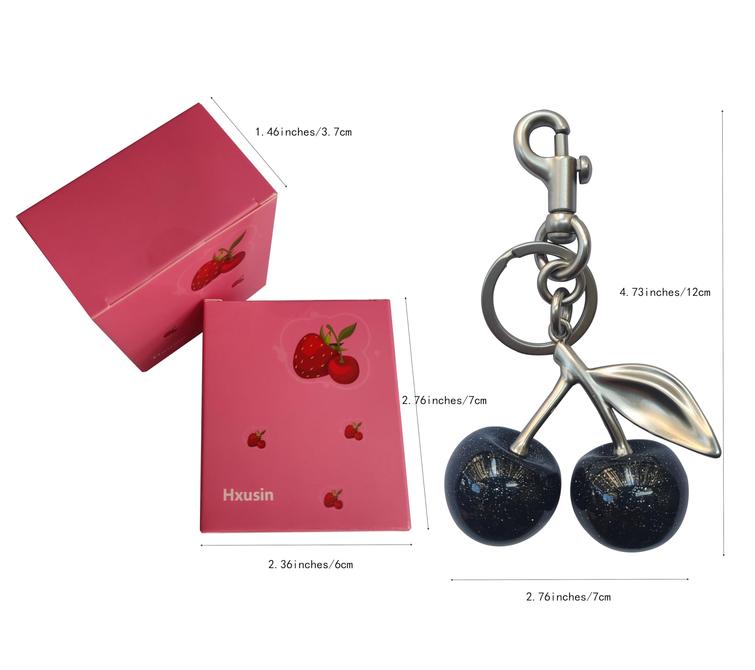 Black Cherry Keychain & Bag Charm - Stylish Purse Accessory for Handbags, Backpacks & Car Keys | Perfect Gift for Women, Fashion Jewelry for Everyday Use