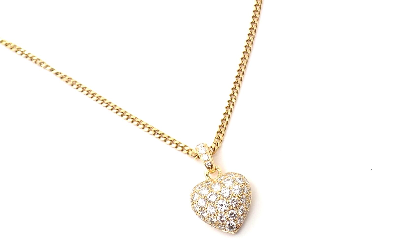 Authentic Cartier 18K Yellow Gold 2 Carat Diamond Pavé Large Heart Pendant Necklace for Women - Luxury Valentine's Day Gift, Anniversary Present & Special Occasion Jewelry