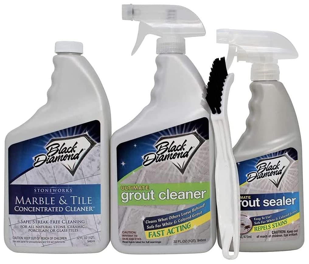 Black Diamond Stoneworks Ultimate Grout Sealer & Cleaner | Marble & Tile Cleaner for Bathroom, Kitchen & Shower | Long-Lasting Protection & Deep Cleaning
