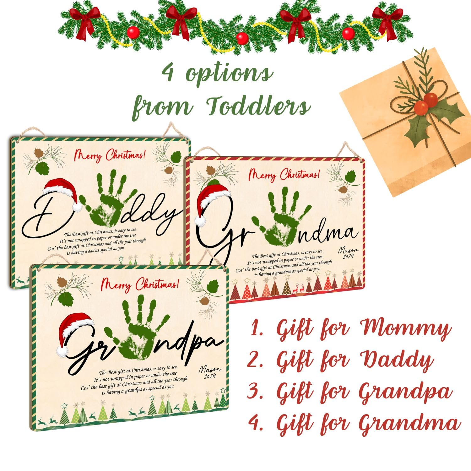 Christmas Handprint Poem Craft - DIY Keepsake Card for Grandpa, Papa & Grandfather - Baby Toddler Memory Gift - Winter Preschool Activity - Home Decoration - Perfect for PreK, First Christmas & Family Gifts 8x10''