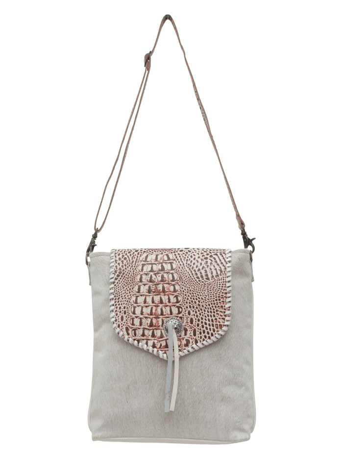 Myra Bag S 6217 Women's Smokey Azteca Leather & Hairon Crossbody Bag - Stylish Boho Purse for Everyday Use, Work & Travel