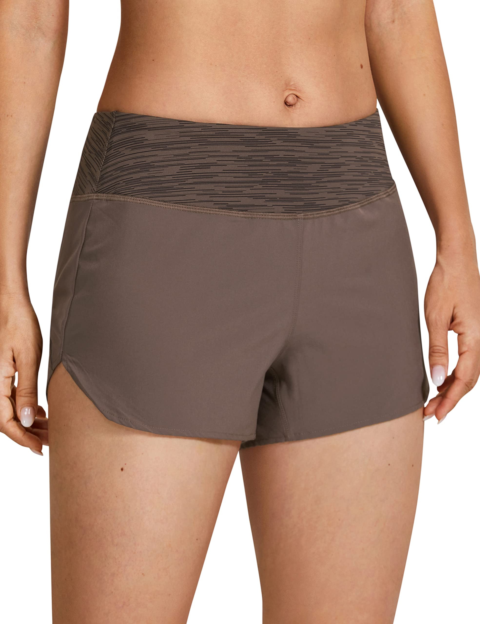 CRZ YOGA Women's Quick Dry Running Shorts with Zip Pocket - 3'' Mid-Rise Elastic Waist Athletic Workout Shorts for Yoga, Gym & Outdoor Activities