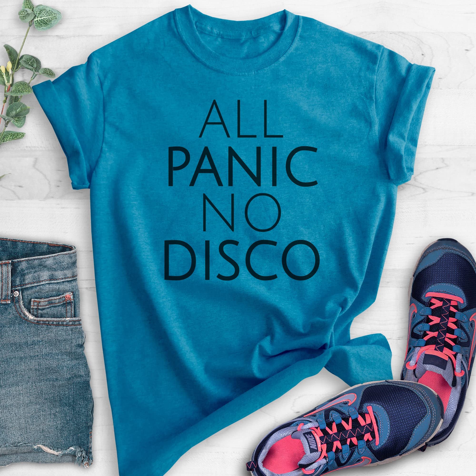 All Panic No Disco Shirt - Funny Anxiety Relief Unisex T-Shirt for Men & Women - Perfect for Introverts, Social Anxiety & Nervous Situations - Great for Parties, Work & Everyday Wear