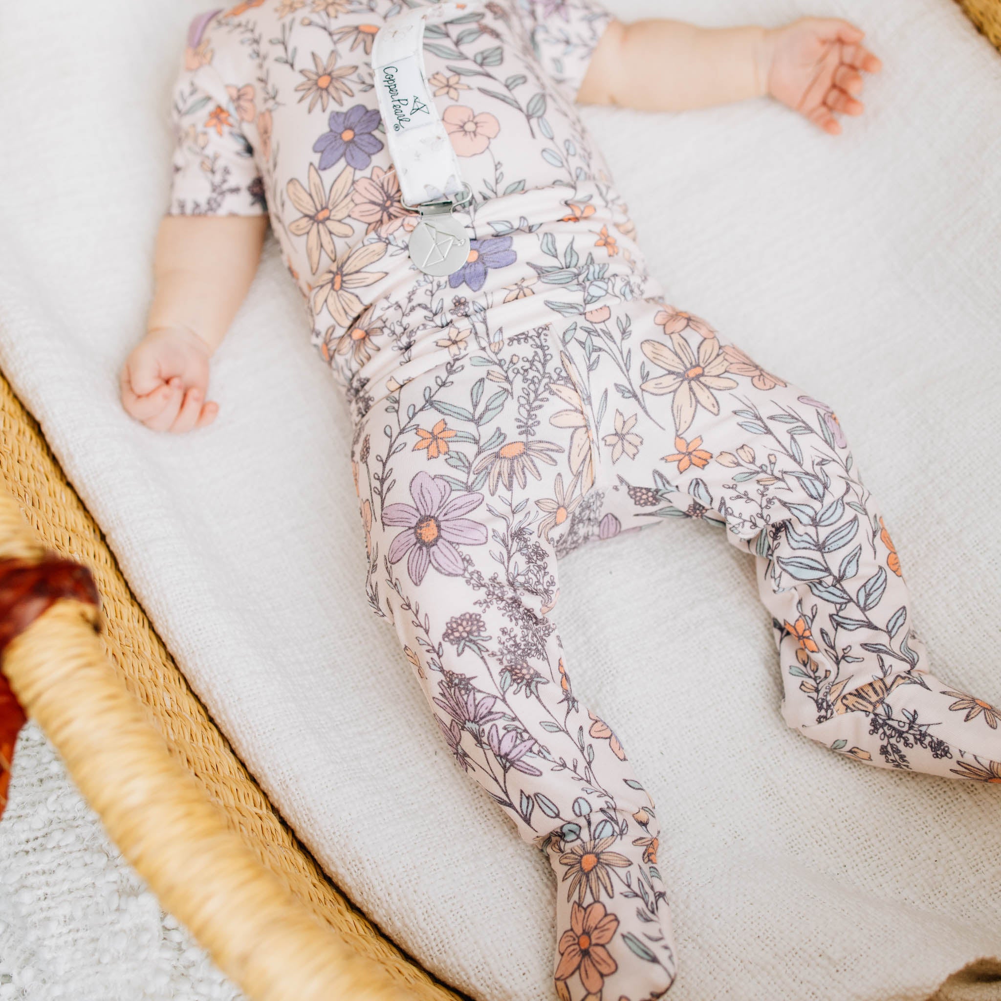 Soft Footed Baby Pants with Floral Print - Cozy Infant Leggings for Playtime & Sleep | Perfect for Crawling, Nursery & Photo Shoots