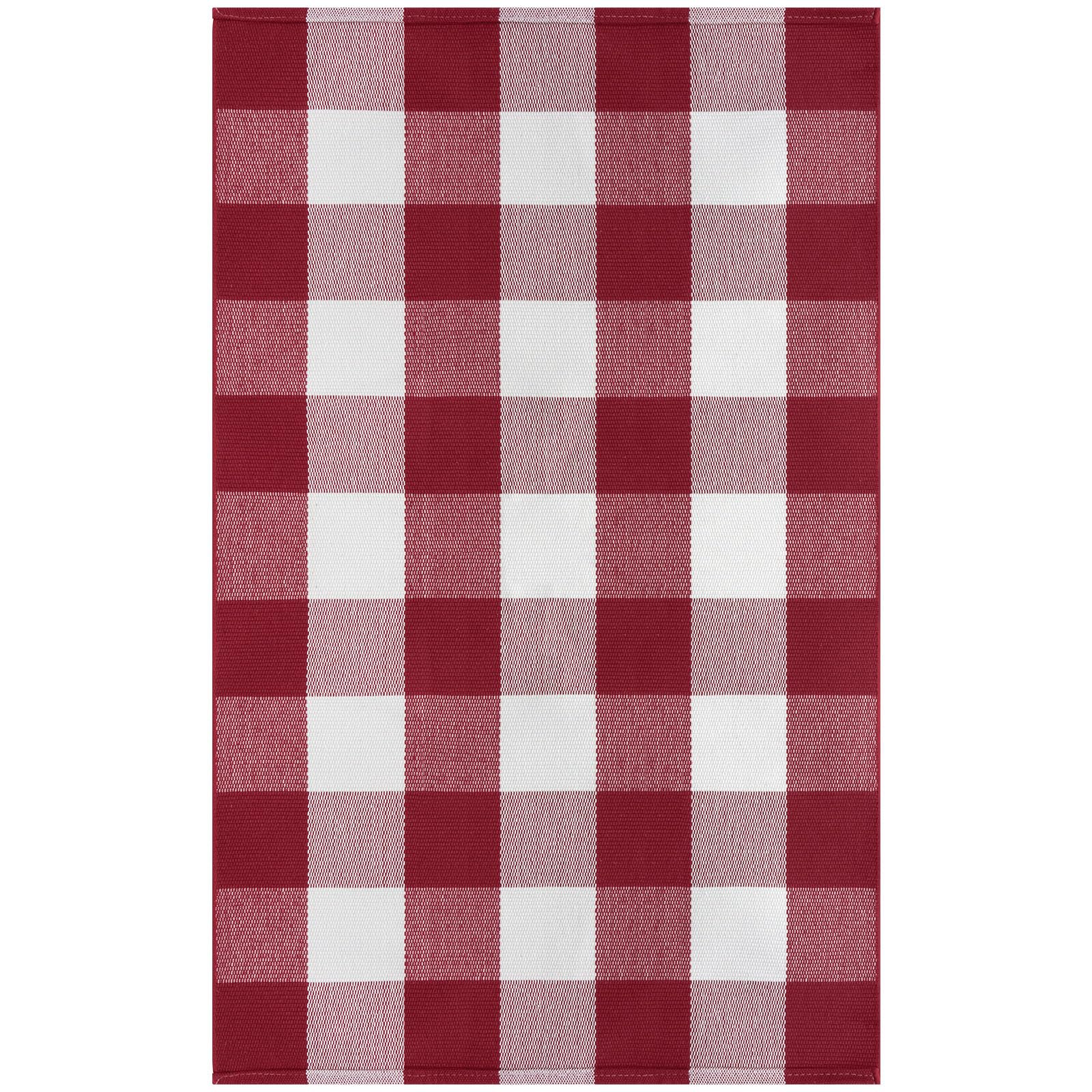 KOZYFLY Buffalo Plaid Rug 27.5x43 Inches - Red and White Checkered Cotton Washable Area Rug for Christmas, Halloween & Fall Decor - Perfect for Front Porch, Entryway, Outdoor Entrance & Indoor Use