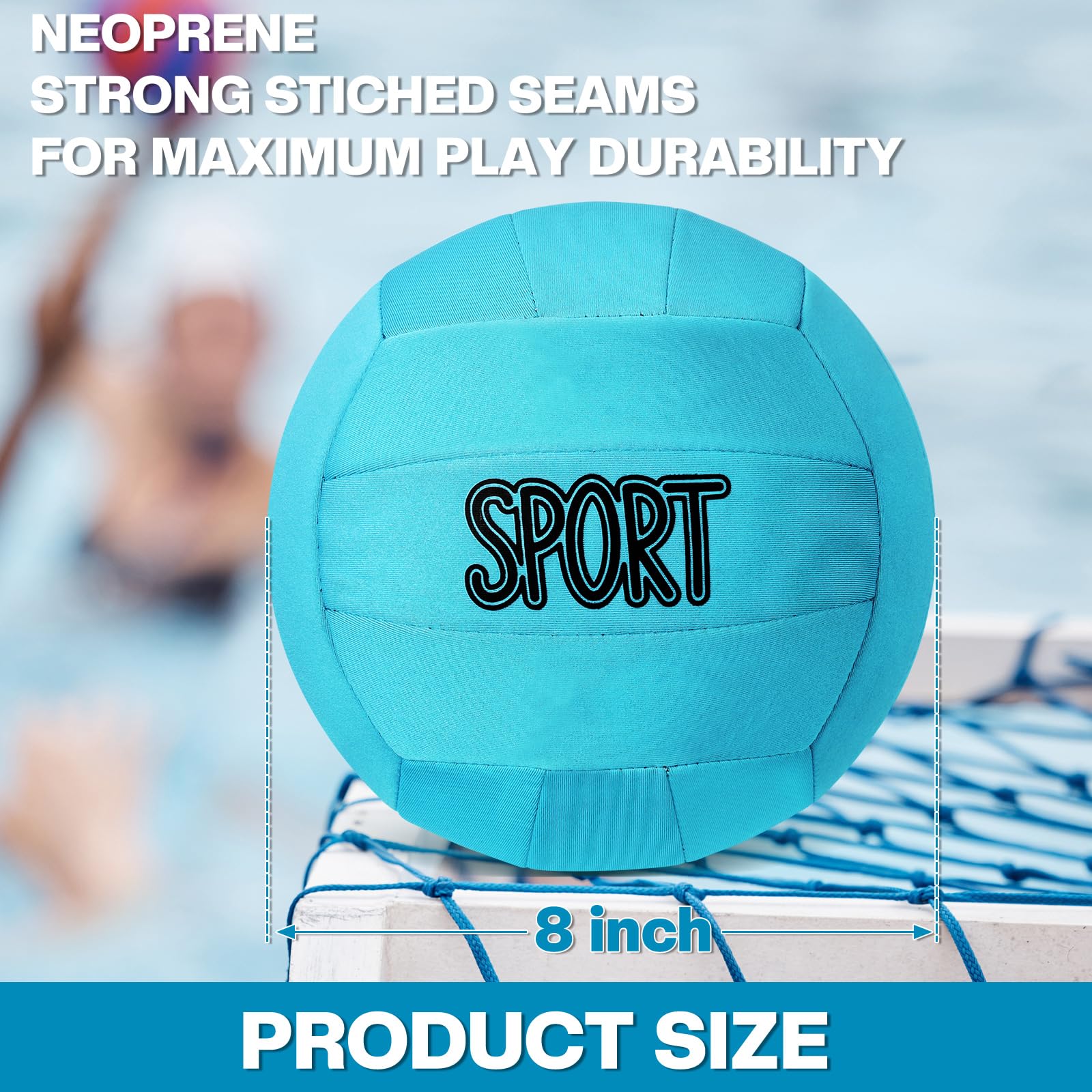 2 Pack Neoprene Volleyball Set for Pool, Beach & Outdoor Water Sports - Includes Ball Pump - Perfect for Swimming, Sand, Seaside & Lawn Practice Games