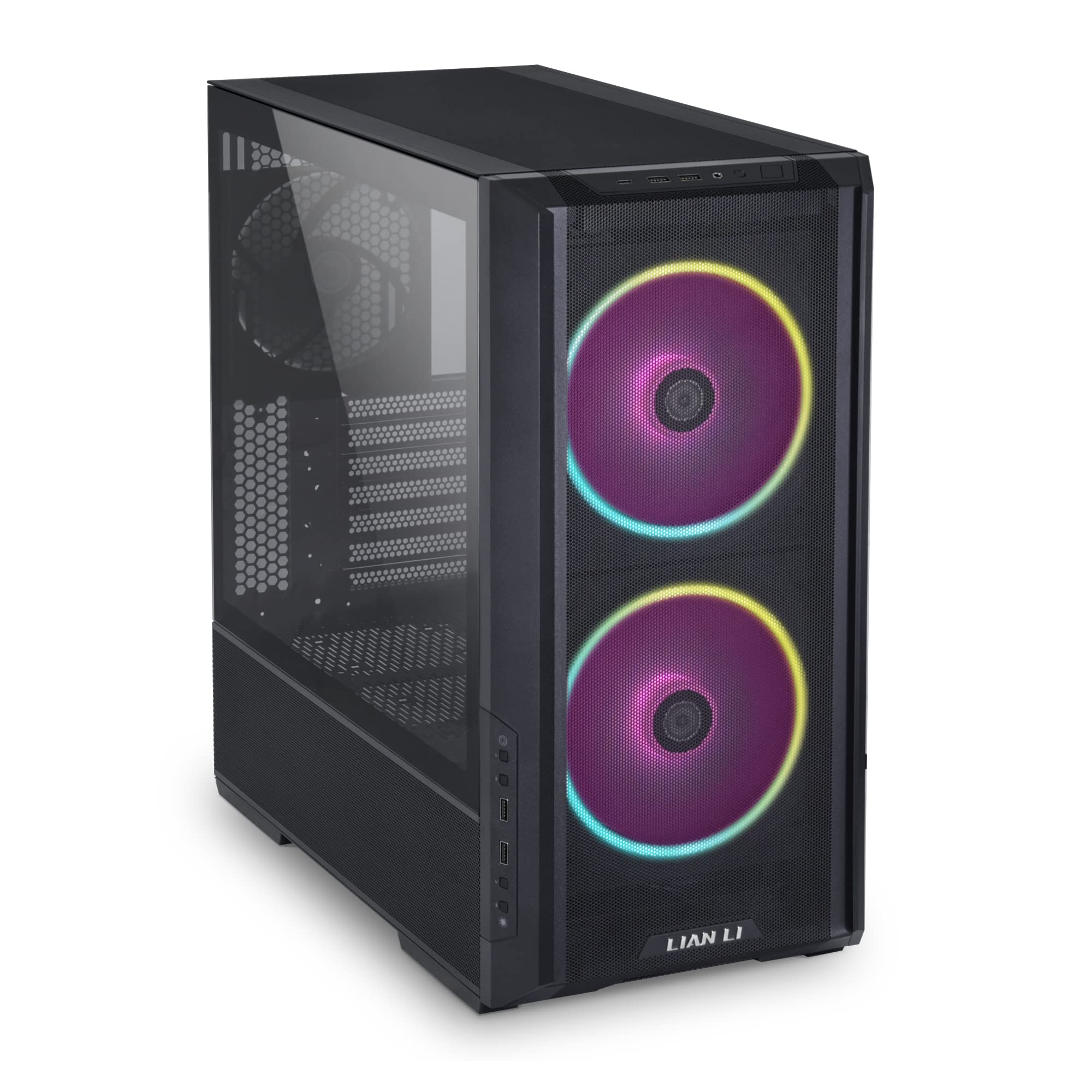 Lian Li Lancool 216 Mid-Tower PC Case - High Airflow Cooling with Dual 160mm PWM Front Fans & 140mm Rear Fan - Includes Fan Controller - Supports Up to 10 Fans (LANCOOL 216RC-X Black) - Perfect for Gaming Rigs & High-Performance PC Builds