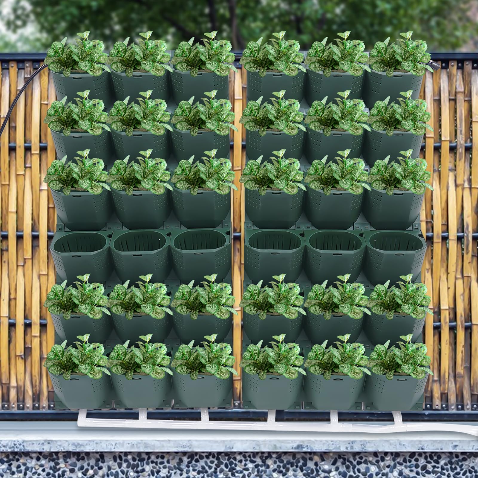 Vertical Self-Watering Wall-Mounted Garden Growing System - 36 Pocket Outdoor Hanging Planters for Balcony, Patio & Home Decoration | Perfect for Growing Herbs, Flowers & Small Vegetables