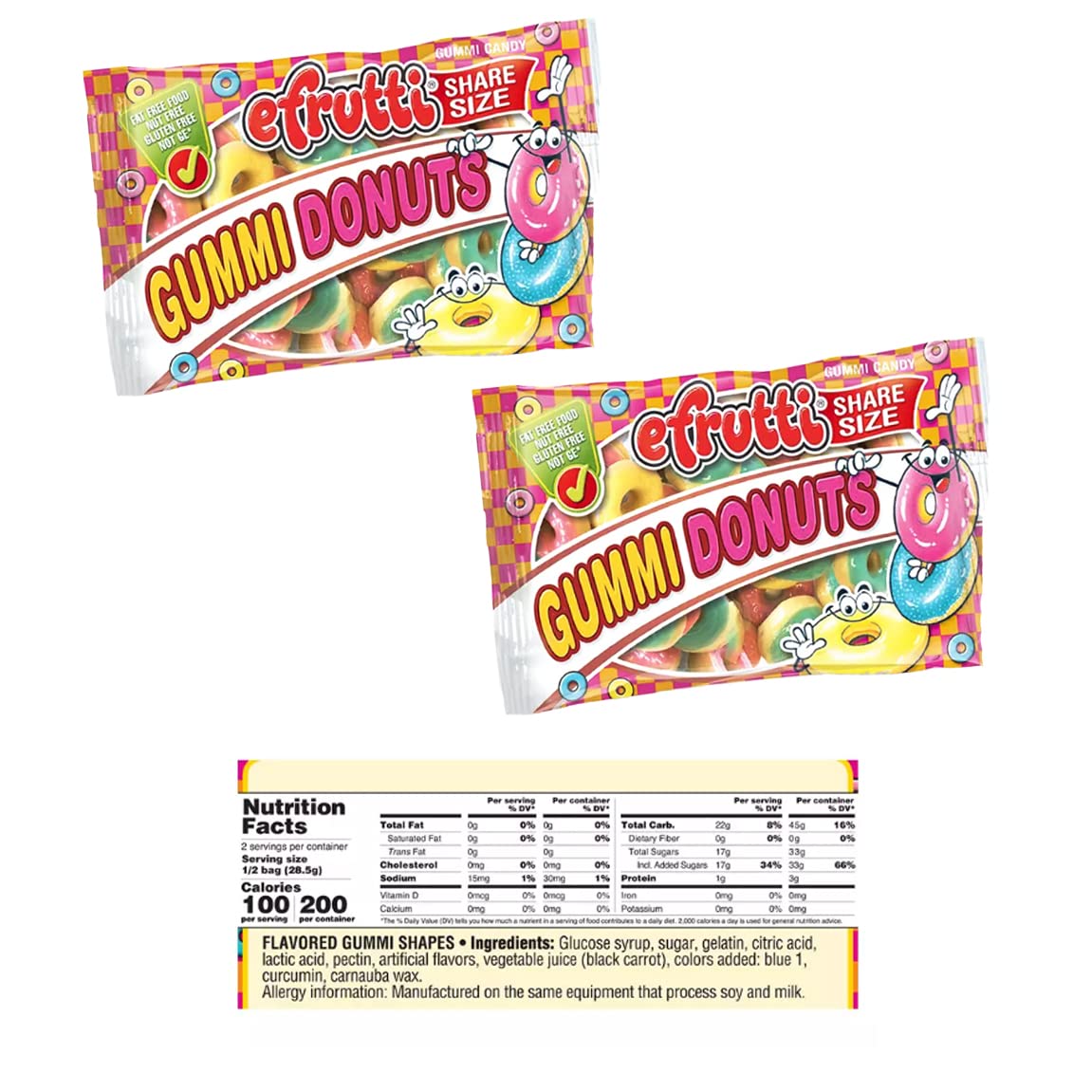 Fruidles Gummies Donuts Pack - Soft Chewy Gummy Candy 4-Pack | Sweet Treats for Parties, Snacks & Movie Nights