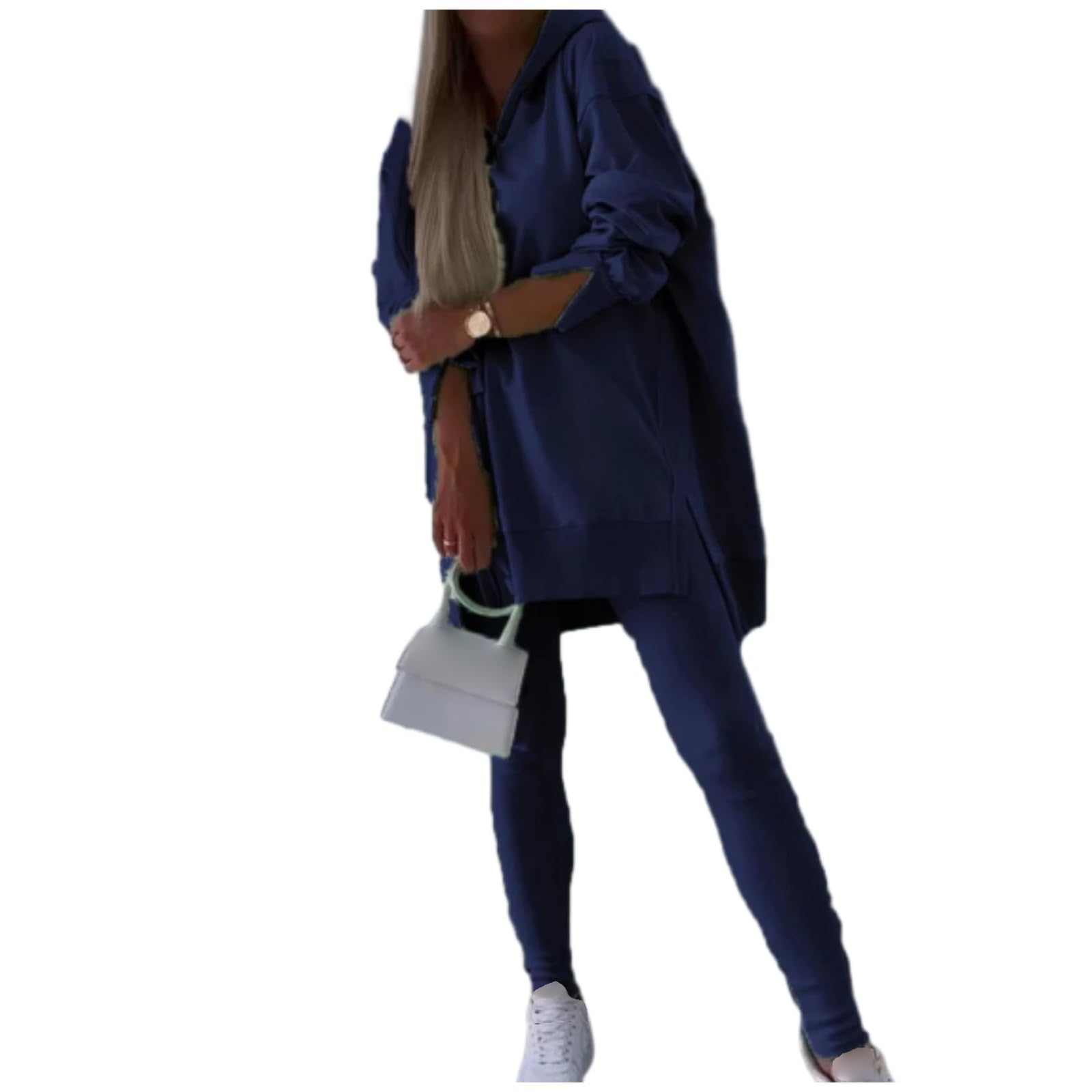 **Women's 2-Piece Lounge Set - Oversized Hoodie with Side Slit & Soft Leggings | Cozy Fall Outfits for Home, Travel & Casual Wear**