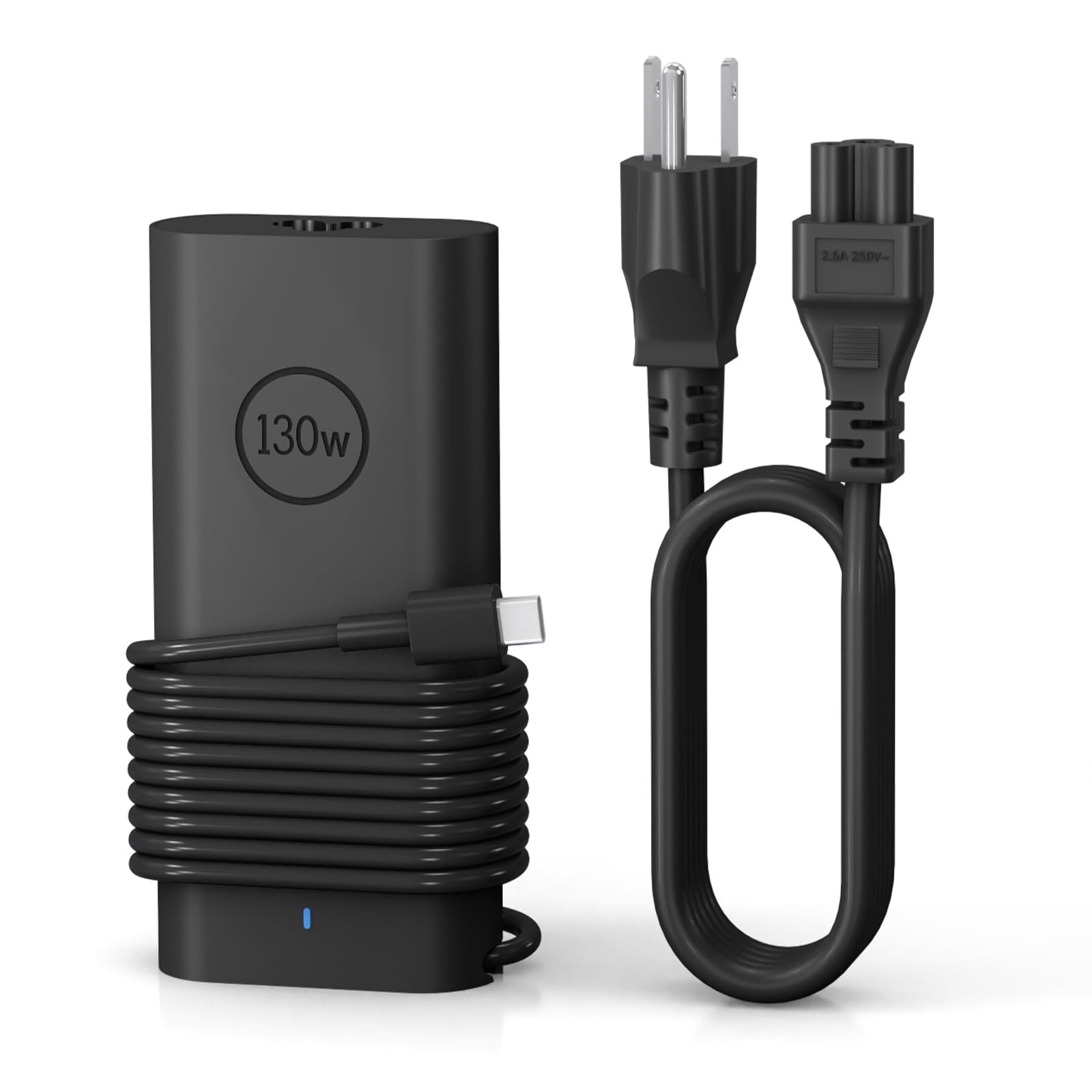 Original Slim DELL 130W USB-C Laptop Charger - Fast Charging GAN Adapter for Dell XPS 15 2-in-1 (9575, 9500, 9520, 9530), XPS 17 9700, Precision 5530/5550, Latitude 7410/7310 - Perfect for Home, Office & Travel Power Supply
