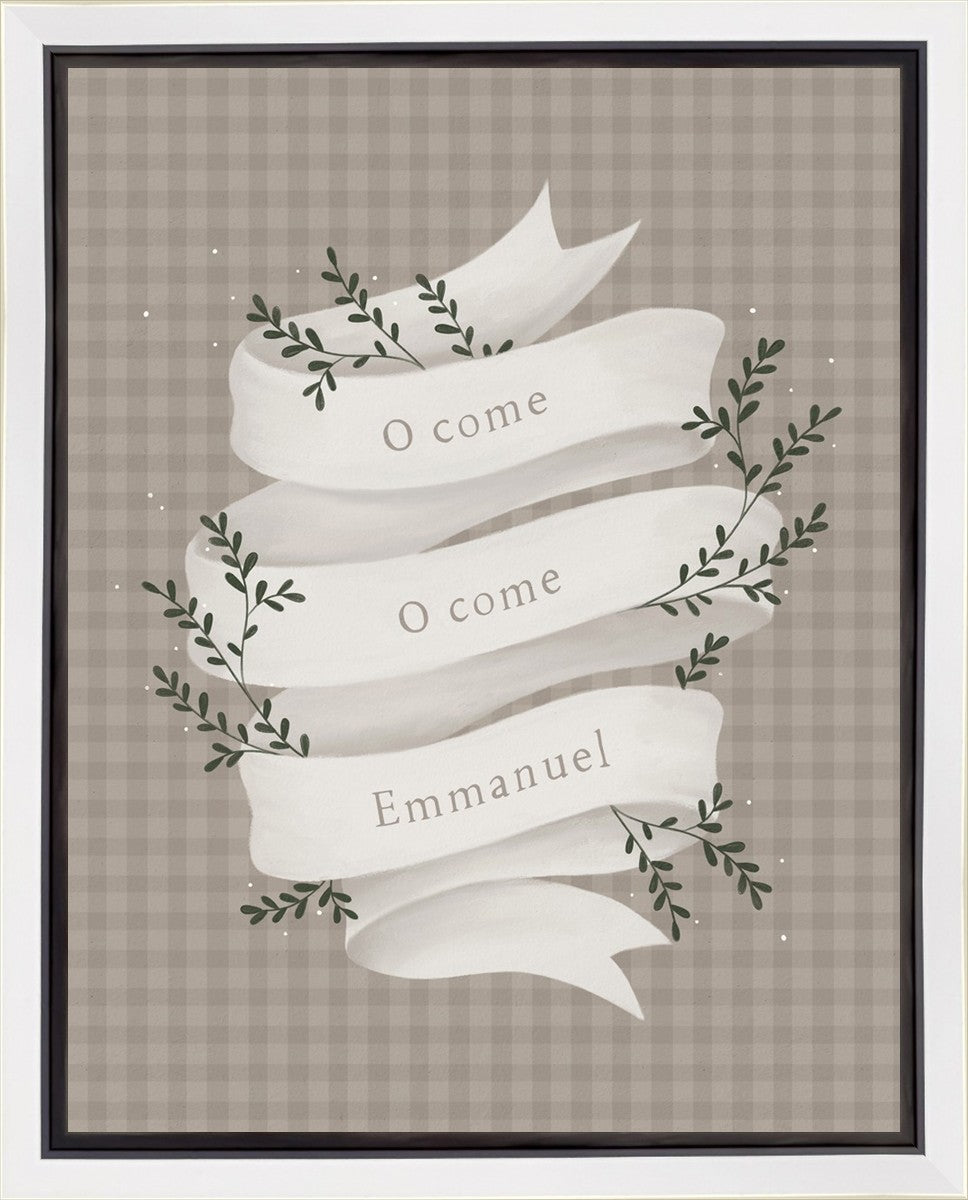 O Come Emmanuel Tan Gallery Wrap Canvas Art - Religious Christmas Decor for Home, Church & Holiday Gifting