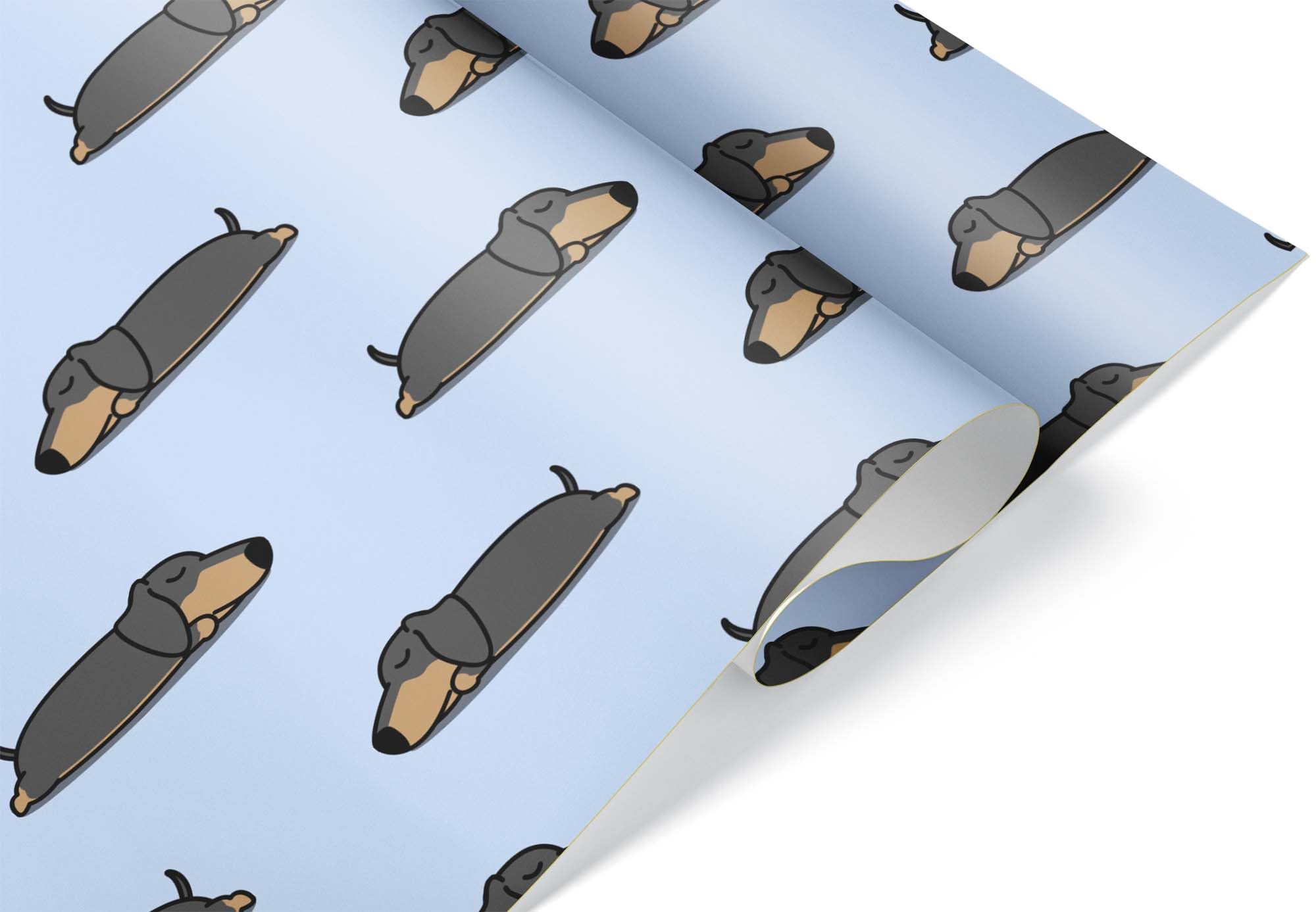 Premium Wiener Dog Gift Wrap - Cute Cartoon Black Brown Dachshund Wrapping Paper for Christmas, Birthday & Party Decorations (20