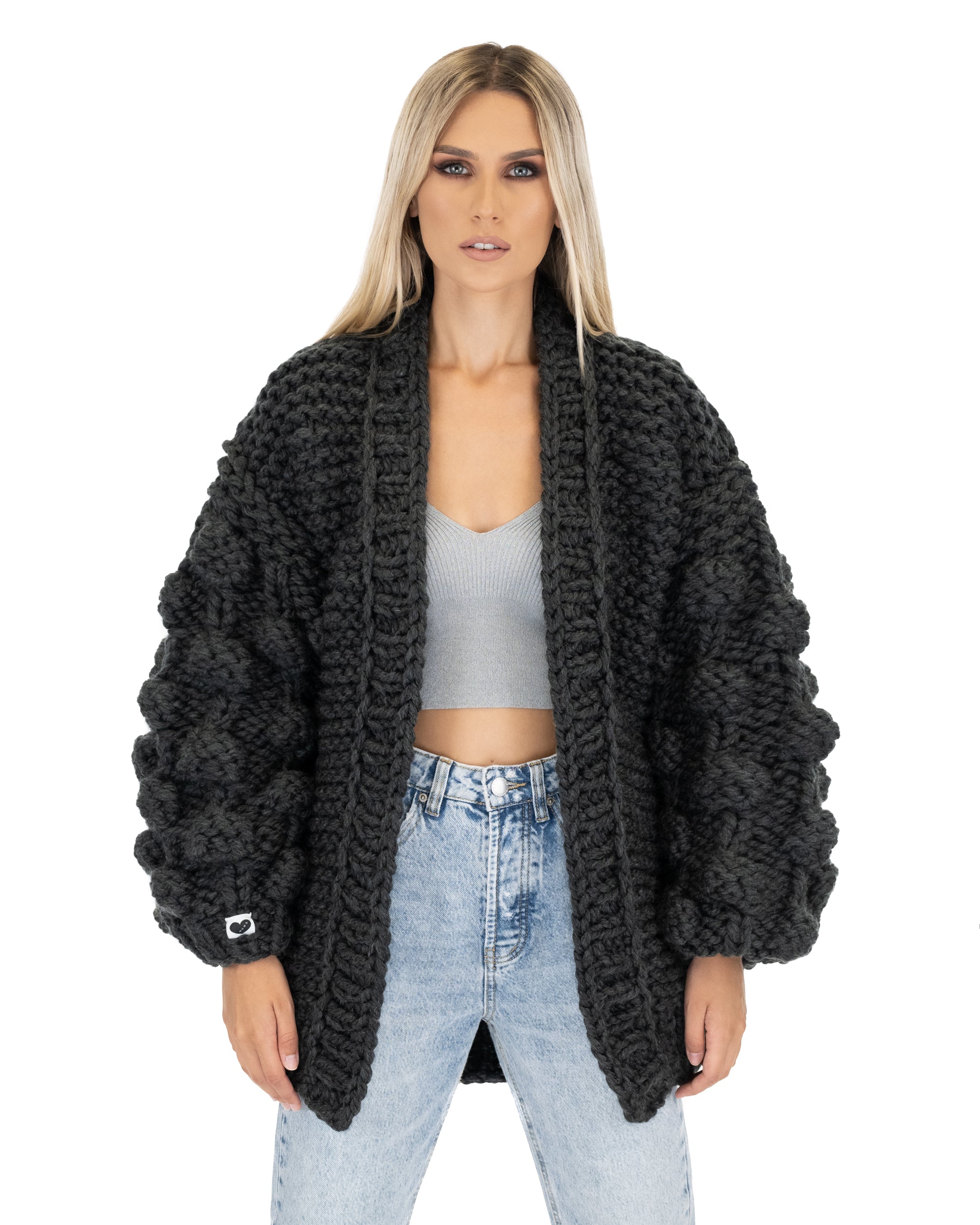 Stylish Bubble Sleeve Cardigan for Women - Soft Knit Open Front Sweater | Perfect for Office, Date Night & Casual Outfits