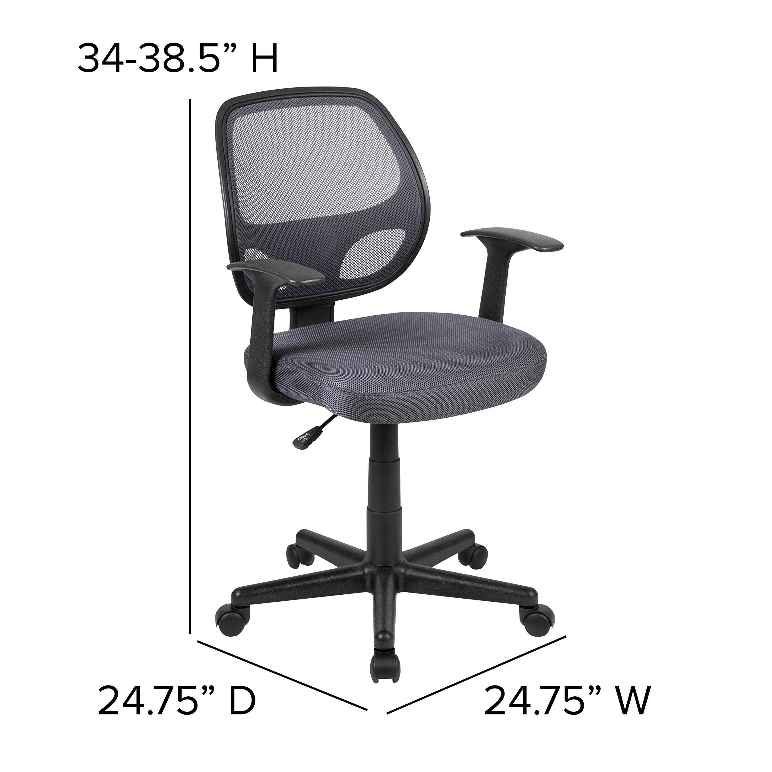 EMMA + OLIVER Mid-Back Gray Mesh Swivel Ergonomic Office Chair with Adjustable Arms - Perfect for Home Office, Gaming & Workspace Comfort
