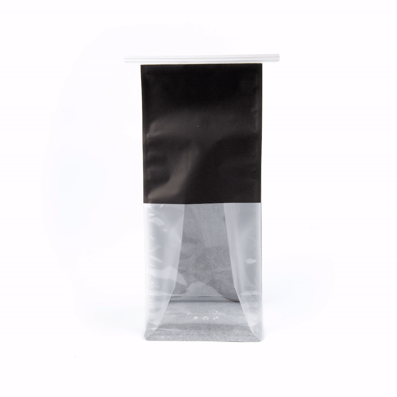 Premium Black Cotton Paper Tin Tie Bags with Clear Window - 5x4x11.25 Inches (100 Count) - Ideal for Coffee Beans, Loose Leaf Tea & Bulk Food Storage