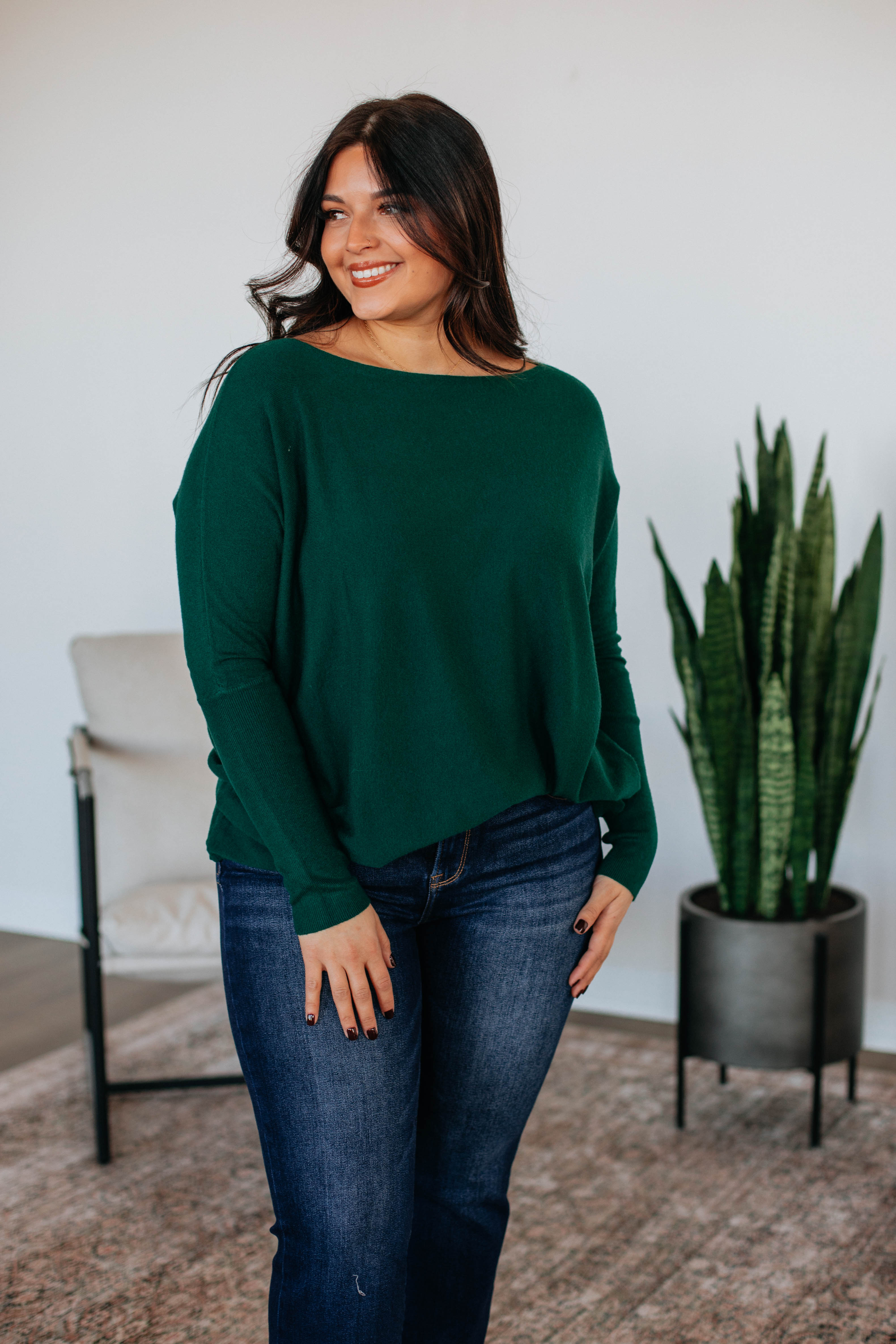 Edella Women's Chunky Knit Sweater - Soft Hunter Green Pullover for Fall & Winter | Cozy Casual Wear, Office Outfit, Weekend Relaxation