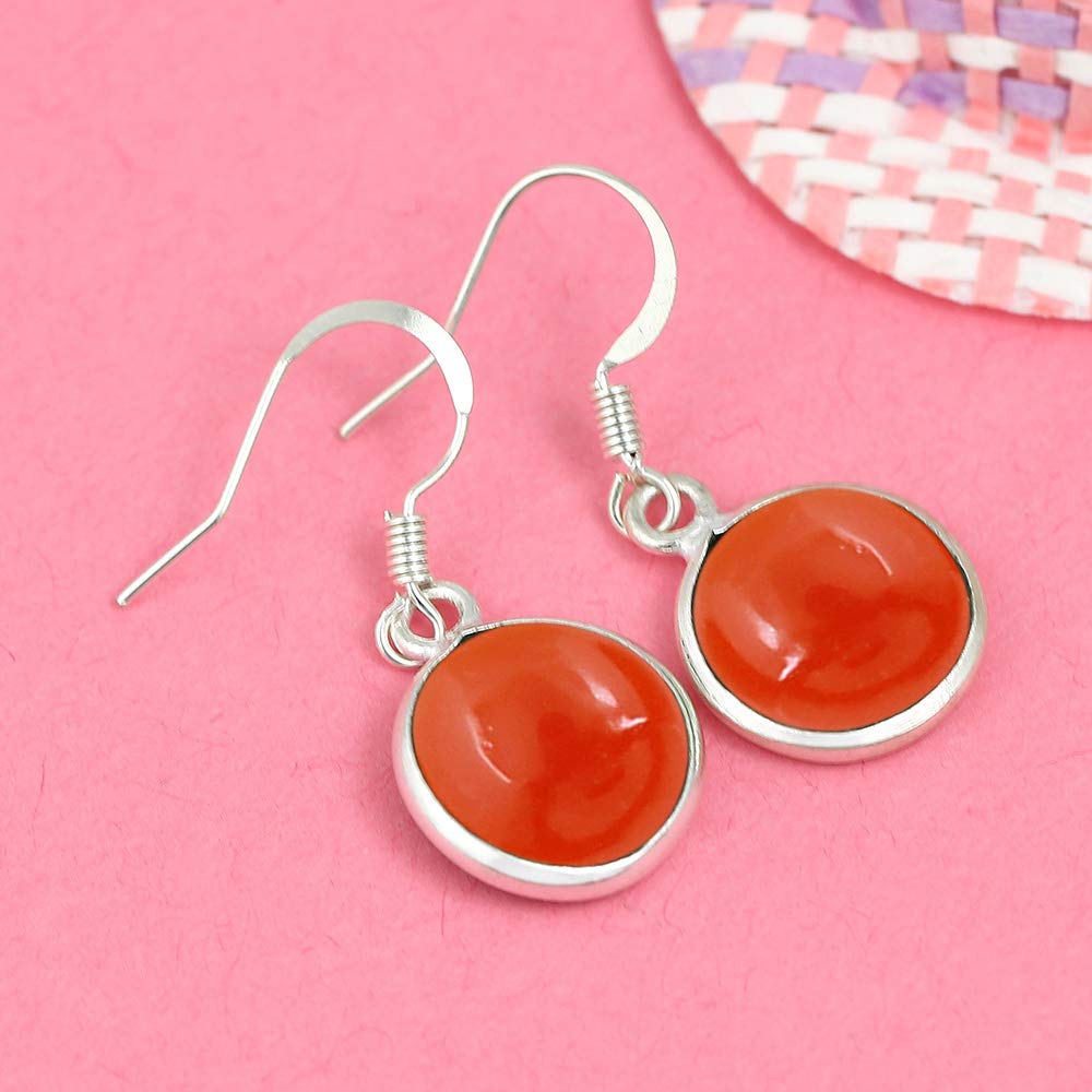 12.45ct Natural Round Gemstone Earrings for Women - Boho Dangle Birthstone Jewelry Gift for Her, Perfect for Weddings & Parties