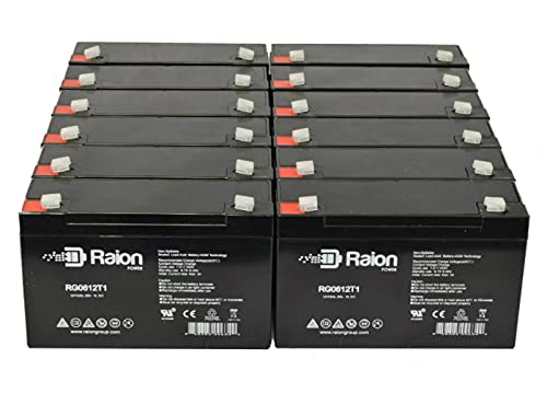Raion Power RG0612T1 6V 12Ah Sealed Lead Acid Replacement Battery for Dual-Lite 12-631/12631/0120631 Emergency Lights - 12 Pack - Perfect for Backup Power in Commercial Buildings, Hospitals, and Schools