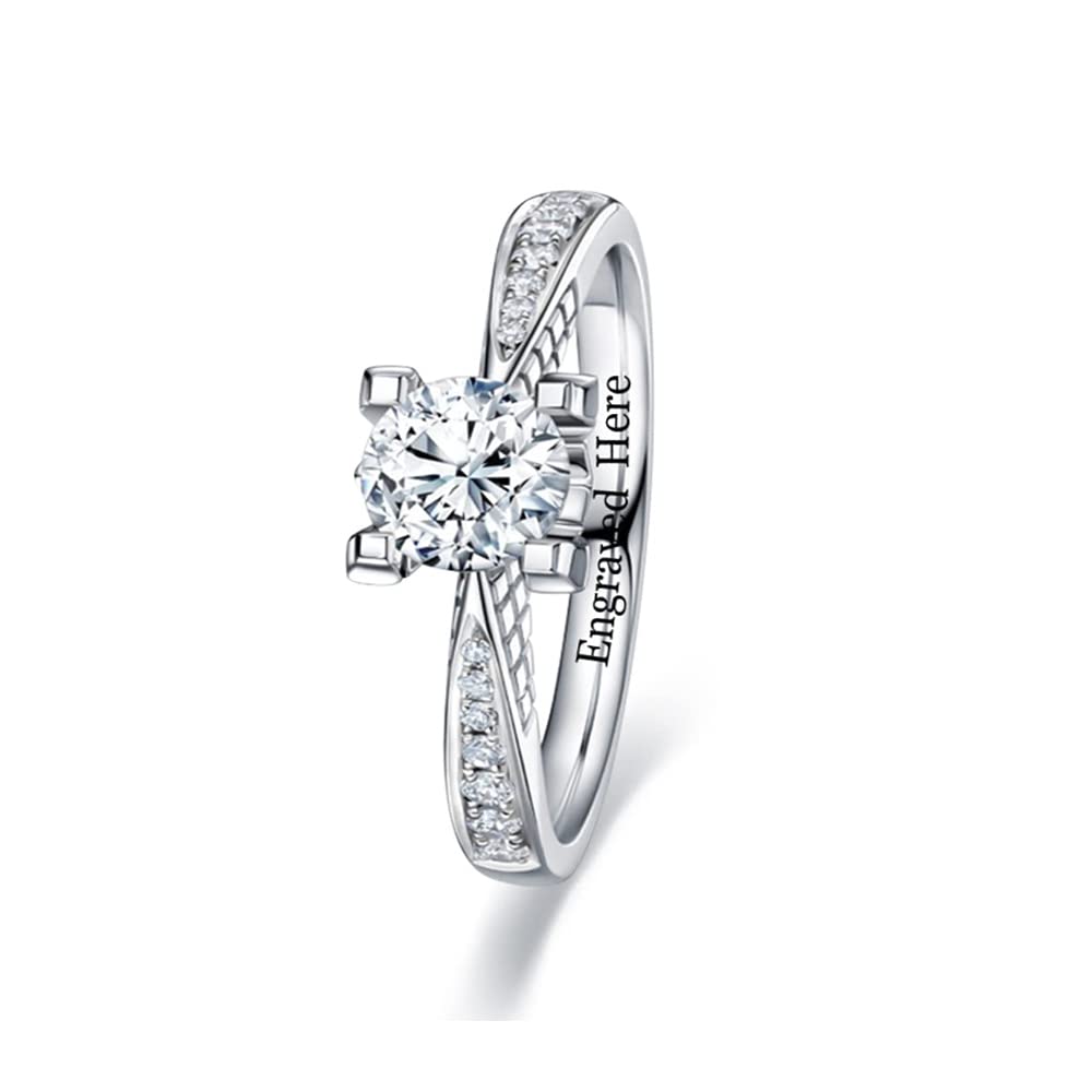 Personalized Custom Name Moissanite Solitaire Engagement Ring for Women - D Color 18k Gold Plated Silver Wedding Band, Anniversary Promise Ring - Perfect Gift for Wife, Girlfriend, Bridal (Ideal for Proposals, Anniversaries, Valentine's Day & Special Occasions)