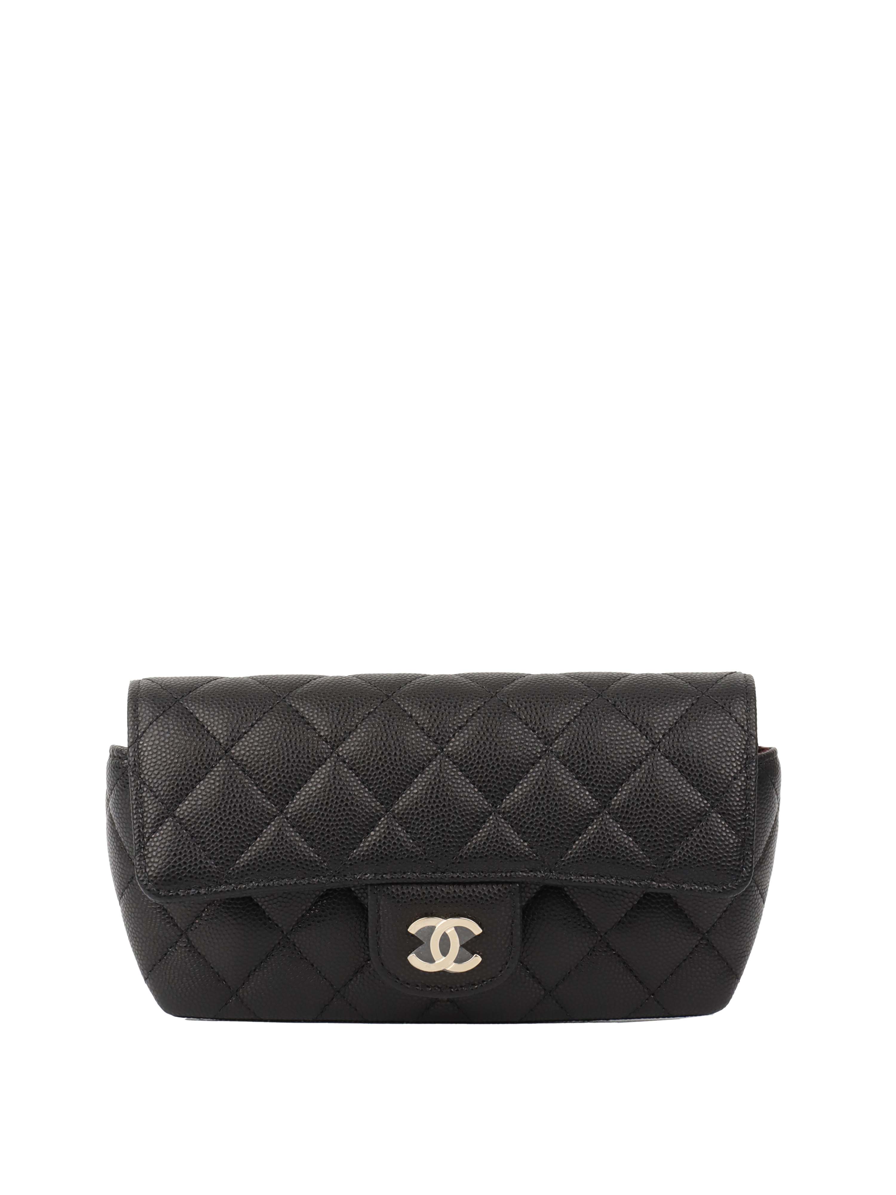 Chanel Black Caviar Leather Glasses Case Chain Bag - Luxury Eyewear Holder for Women, Designer Sunglasses Pouch with Chain Strap, Perfect for Travel & Everyday Use