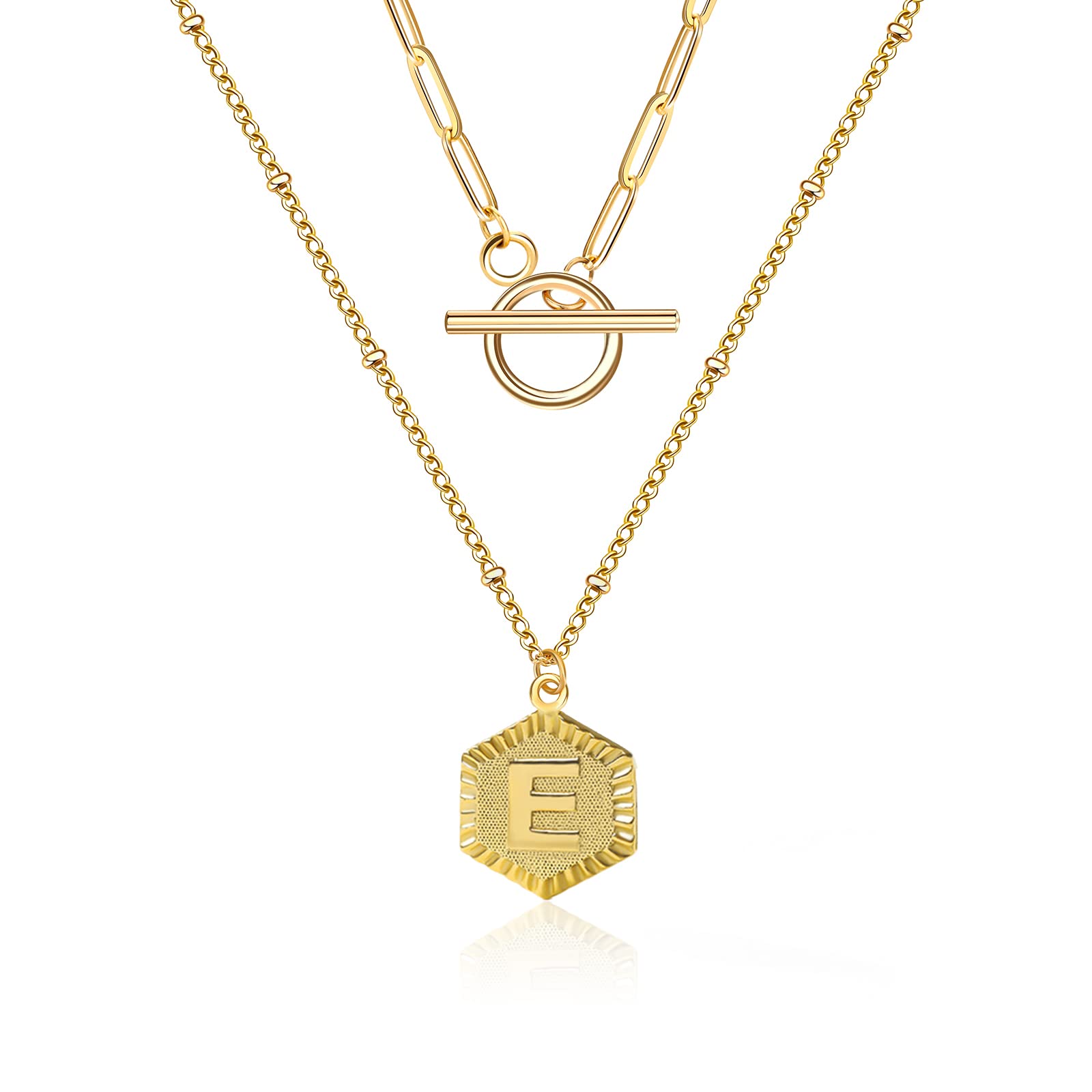 Layered Initial Necklaces for Women & Girls - 18k Gold Plated Letter Pendant Paperclip Chain Necklace, Personalized Dainty Choker Jewelry for Teens | Perfect for Layering, Gifts & Everyday Wear