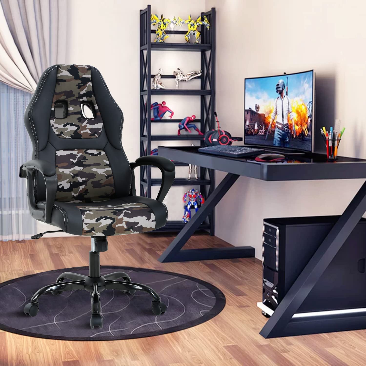 Upgraded Ergonomic High Back Gaming Chair - PU Leather Racing Style Office Chair with Adjustable Lumbar Support & Headrest - Swivel Rolling Computer Desk Chair for Home Office, Gaming Room & Esports Setup - Perfect for Long Gaming Sessions & Remote Work
