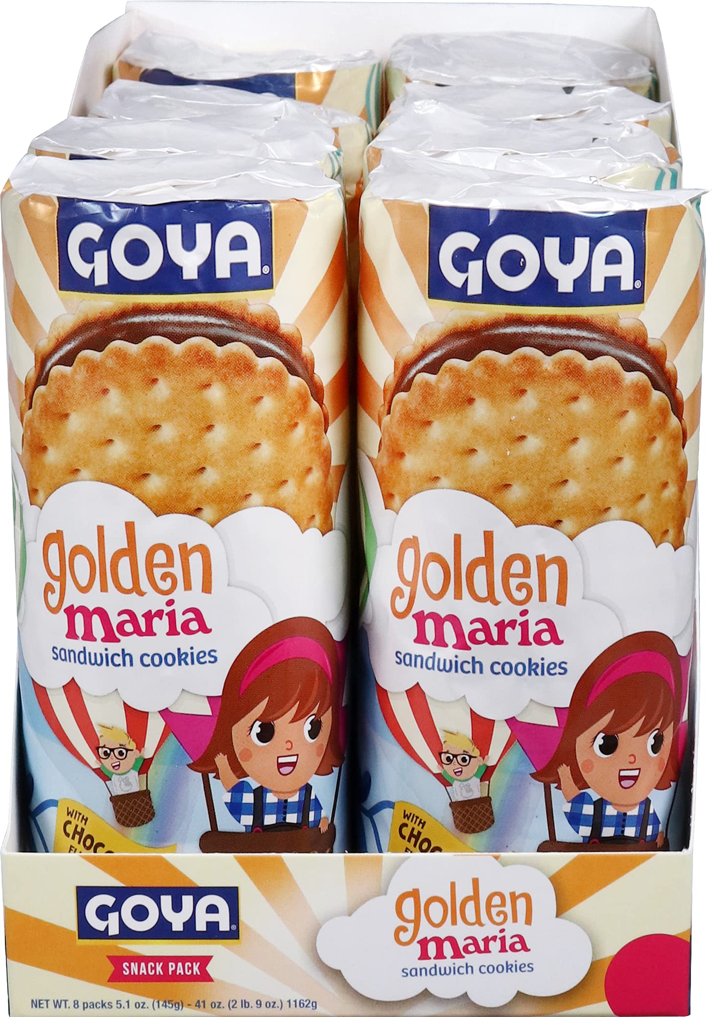 Goya Foods Golden Maria Sandwich Cookies - 5.10 Oz (Pack of 8) - Delicious Tea Biscuits for Snacking, Breakfast or Party Treats