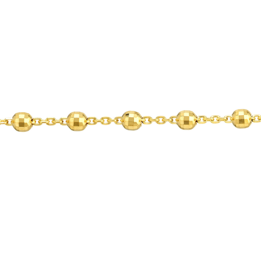 14K Gold Disco Bead Cable Chain Anklet - 10 Inch Adjustable Ankle Bracelet for Women, Dainty Layering Jewelry for Summer Beach Parties & Boho Fashion