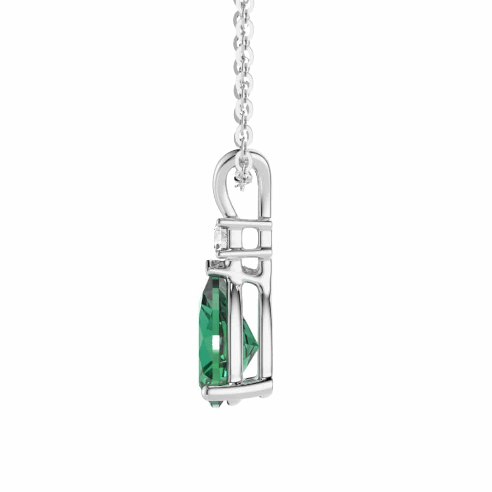 1.7 Carat Pear Shaped Emerald Solitaire Pendant with White Sapphire Accents - Elegant Jewelry Gift for Women, Perfect for Weddings, Anniversaries & Special Occasions