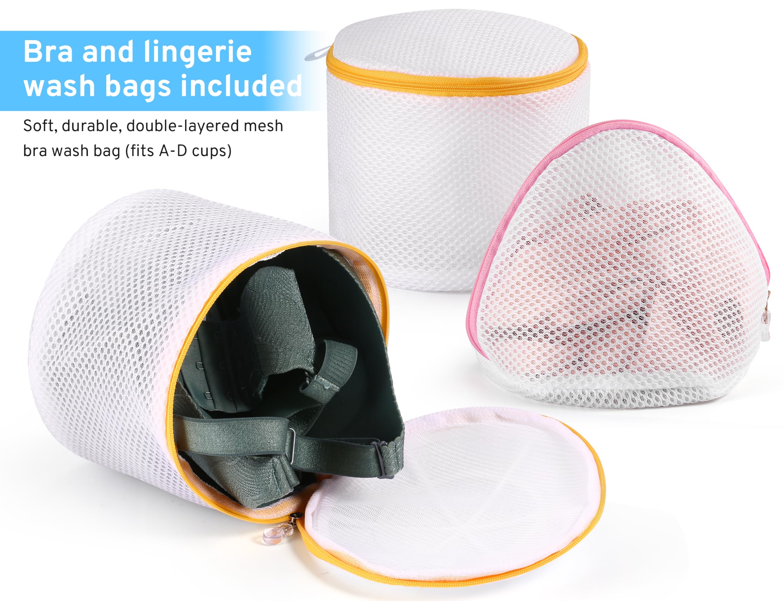 Ultimate 7-Pack Mesh Laundry Bags Set with Auto-Lock Zipper - 6 Sizes for Delicates, Lingerie, Jeans, Blouses & Stockings - Gentle Wash Protection for Bras & Delicate Clothing - Perfect for Travel & Home Laundry Care