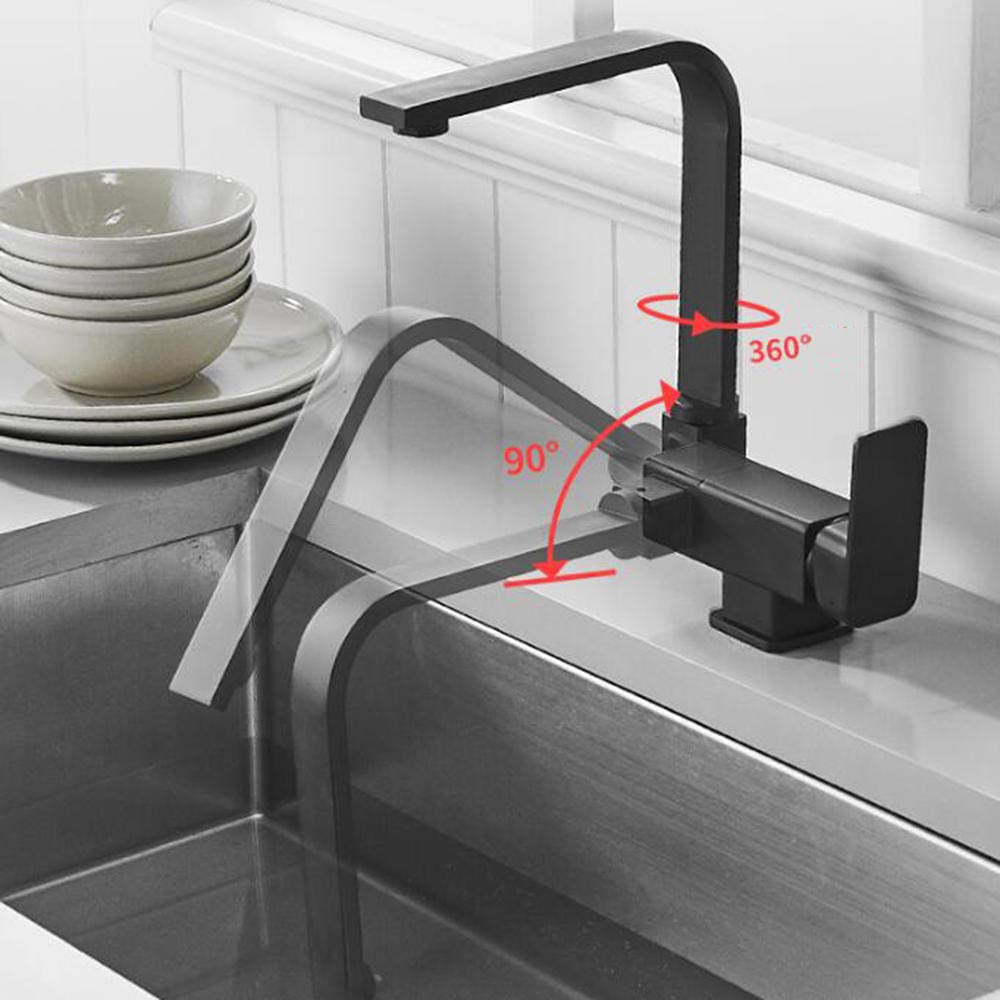 Stainless Steel Pull Down Kitchen Faucet with Foldable Sprayer - Brass Hot & Cold Water Rotating Sink Faucet for Modern Kitchen, RV, Camper & Tiny House