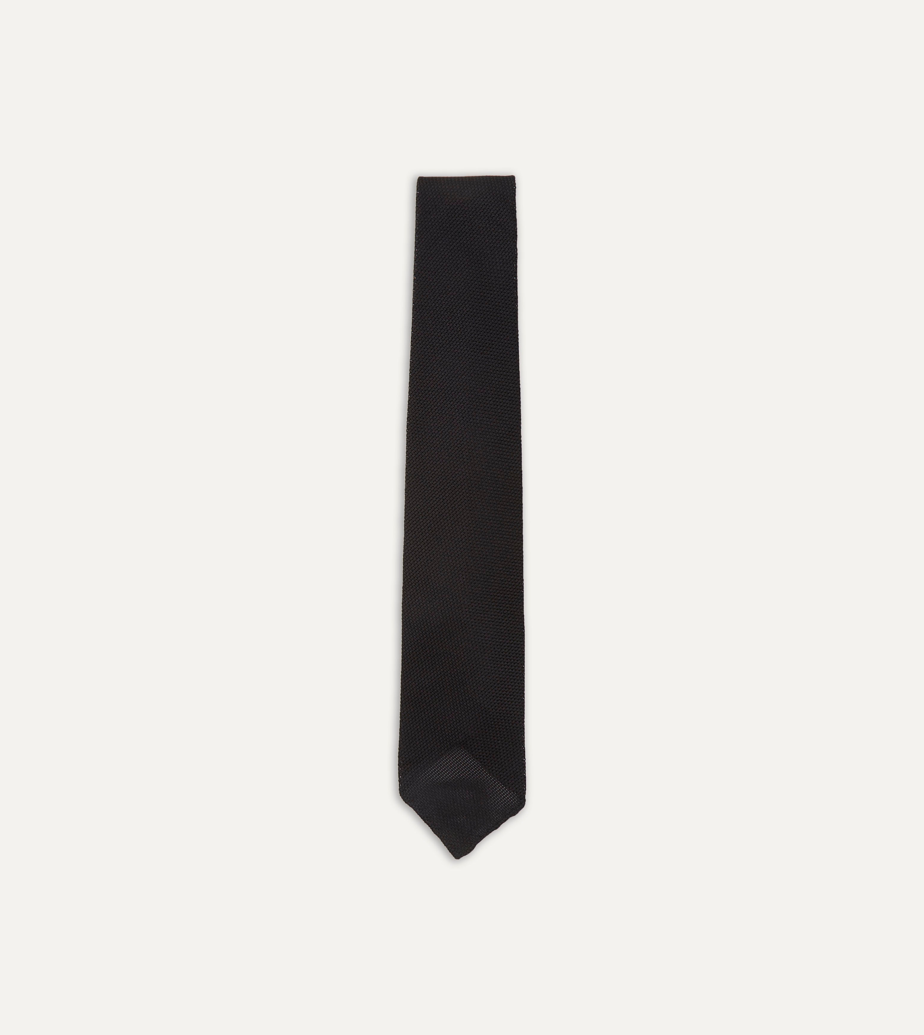 Premium Black Grenadine Silk Tie - Hand Rolled Fine Woven Necktie for Men | Perfect for Weddings, Business Meetings & Formal Occasions