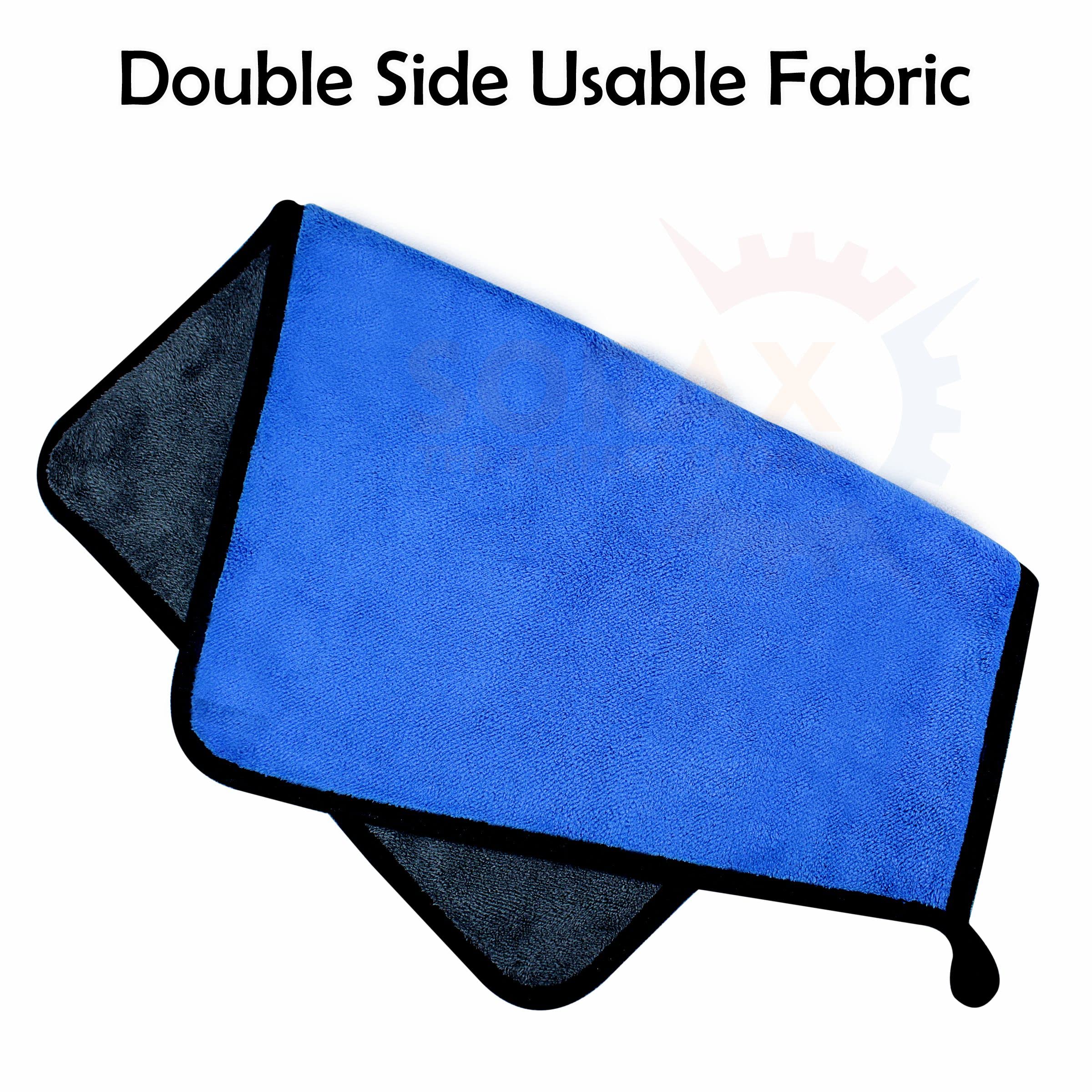 SORAX 800GSM Premium Microfiber Cleaning Cloths - Ultra Absorbent Double-Sided Kitchen Towels for Dusting, Polishing & Multi-Surface Cleaning (2-Pack, Blue) - Perfect for Cars, Windows & Household Cleaning